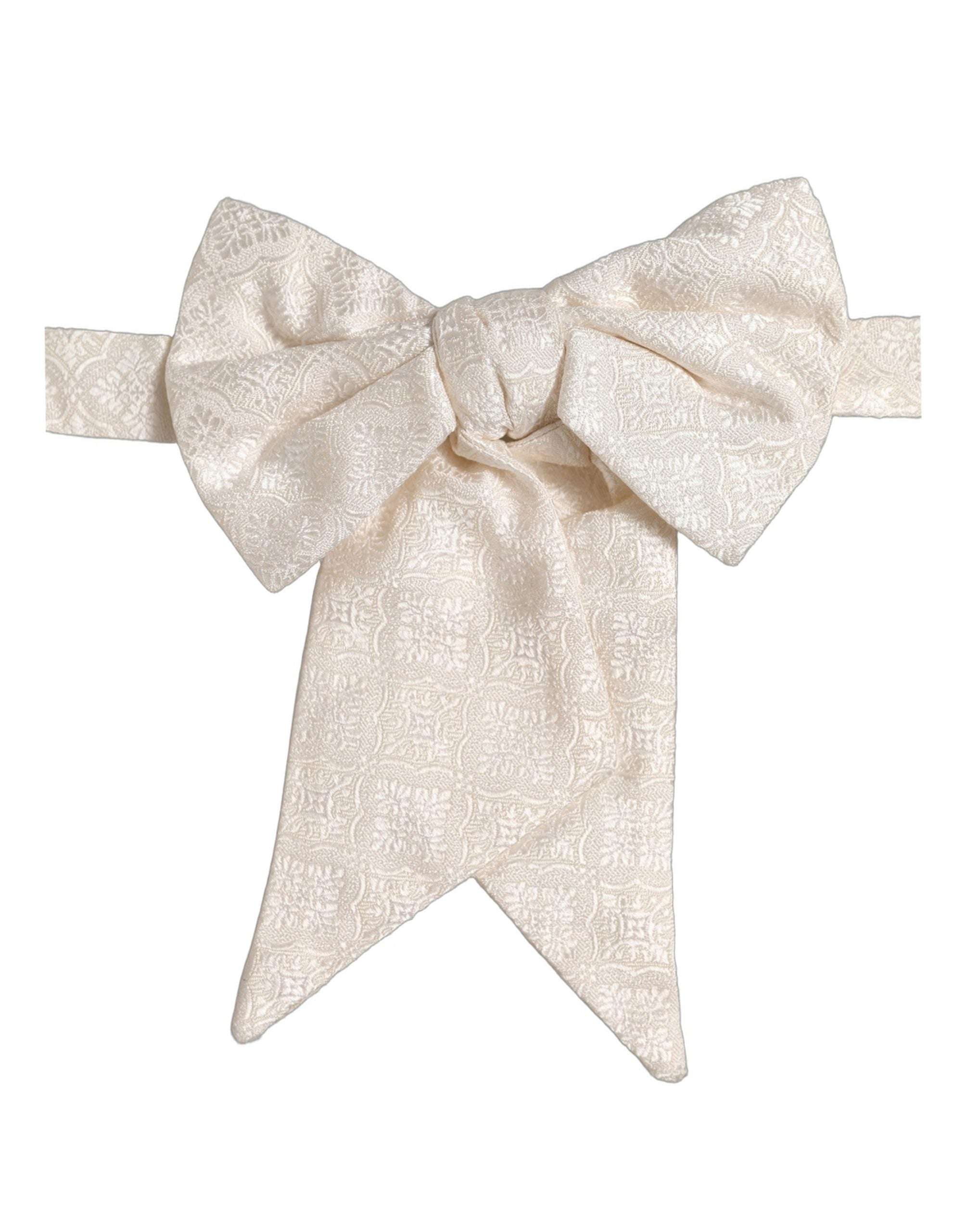 Dolce & Gabbana Men White Jacquard Silk Adjustable Neck Papillon Bow Tie Dolce & Gabbana