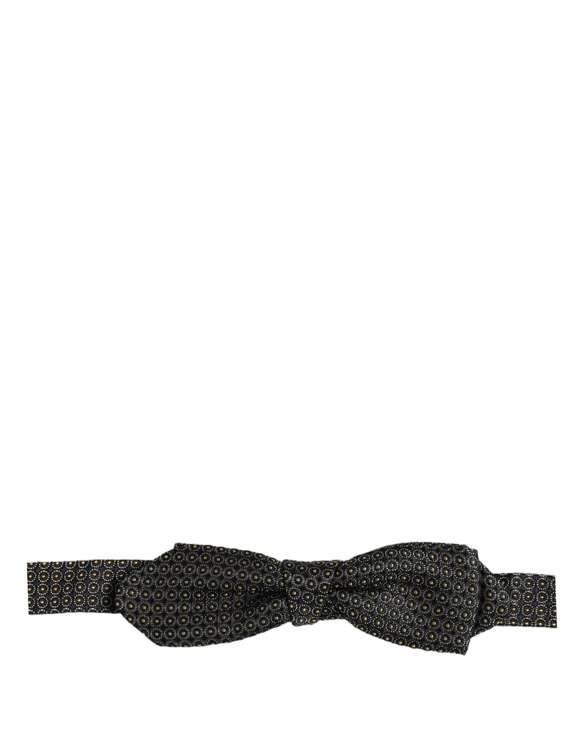 Dolce & Gabbana Men Black Dotted Silk Adjustable Neck Papillon Bow Tie Dolce & Gabbana