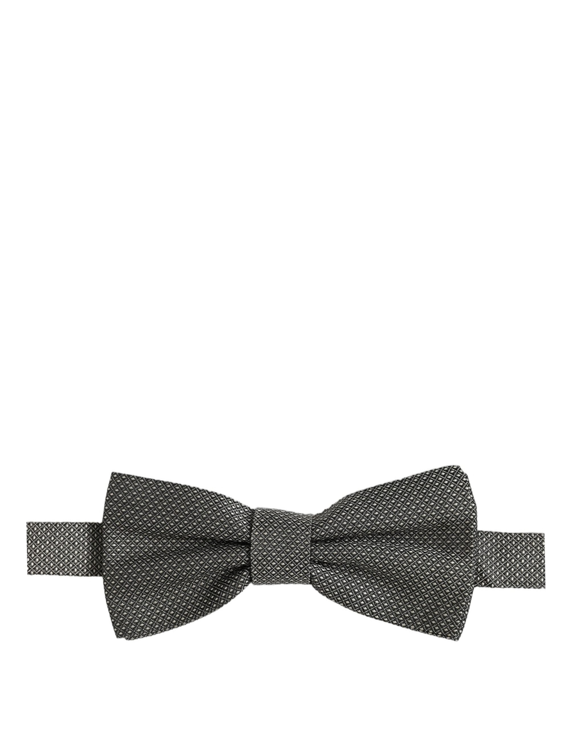 Dolce & Gabbana Men Gray Silk Patterned Adjustable Neck Papillon Bow Tie Dolce & Gabbana