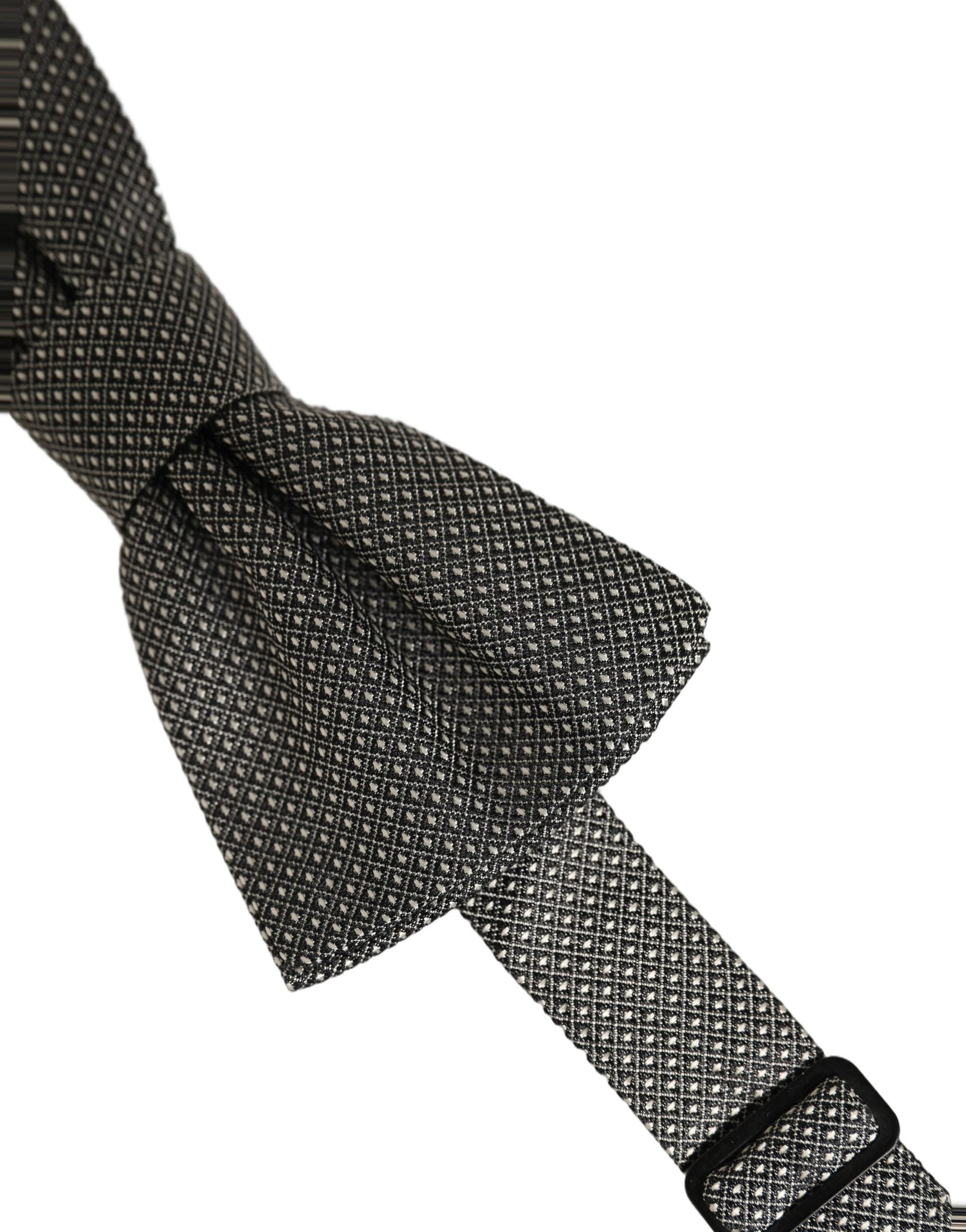 Dolce & Gabbana Men Gray Silk Patterned Adjustable Neck Papillon Bow Tie Dolce & Gabbana