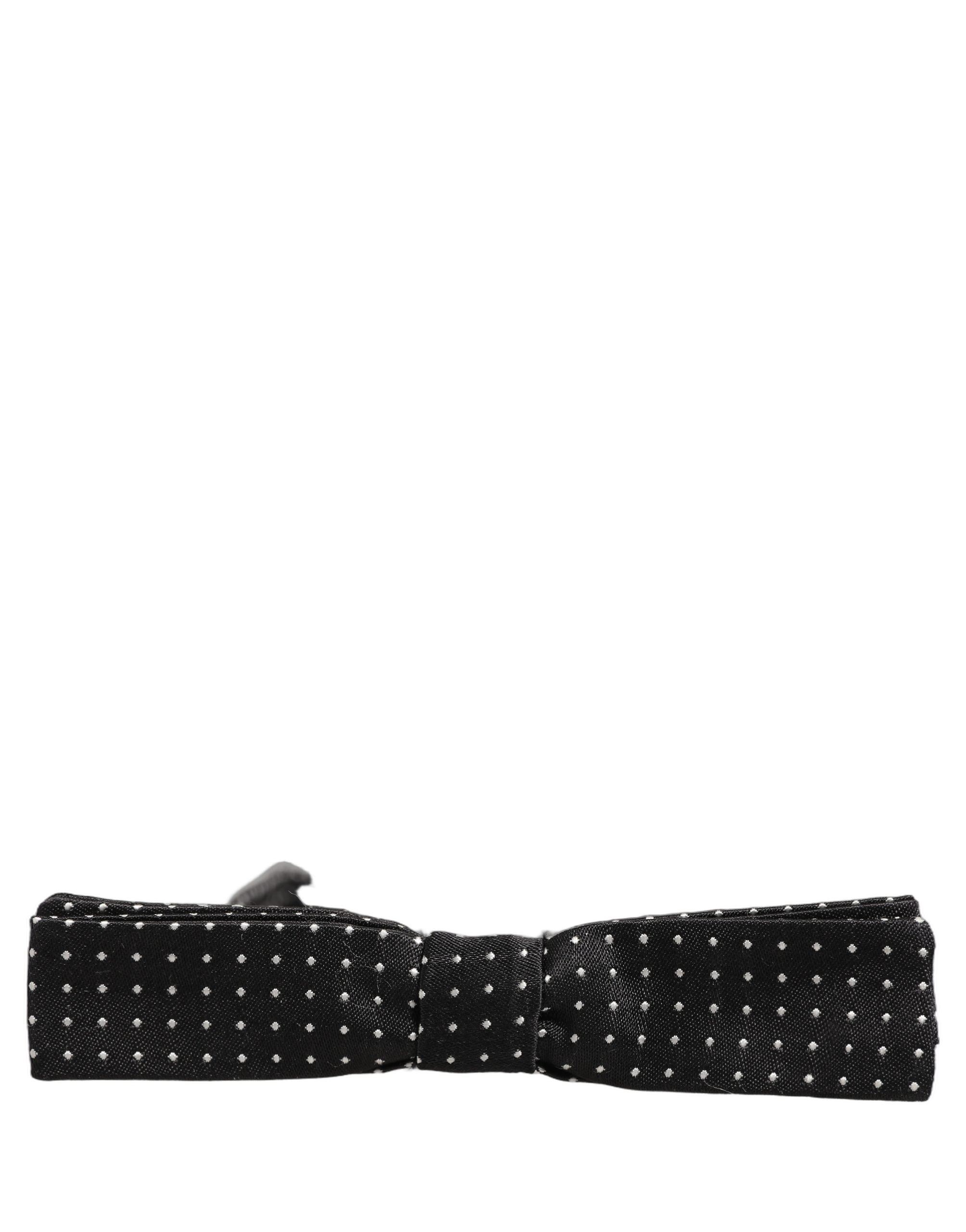 Dolce & Gabbana Black White Polka Dot Adjustable Neck Papillon Bow Tie Dolce & Gabbana