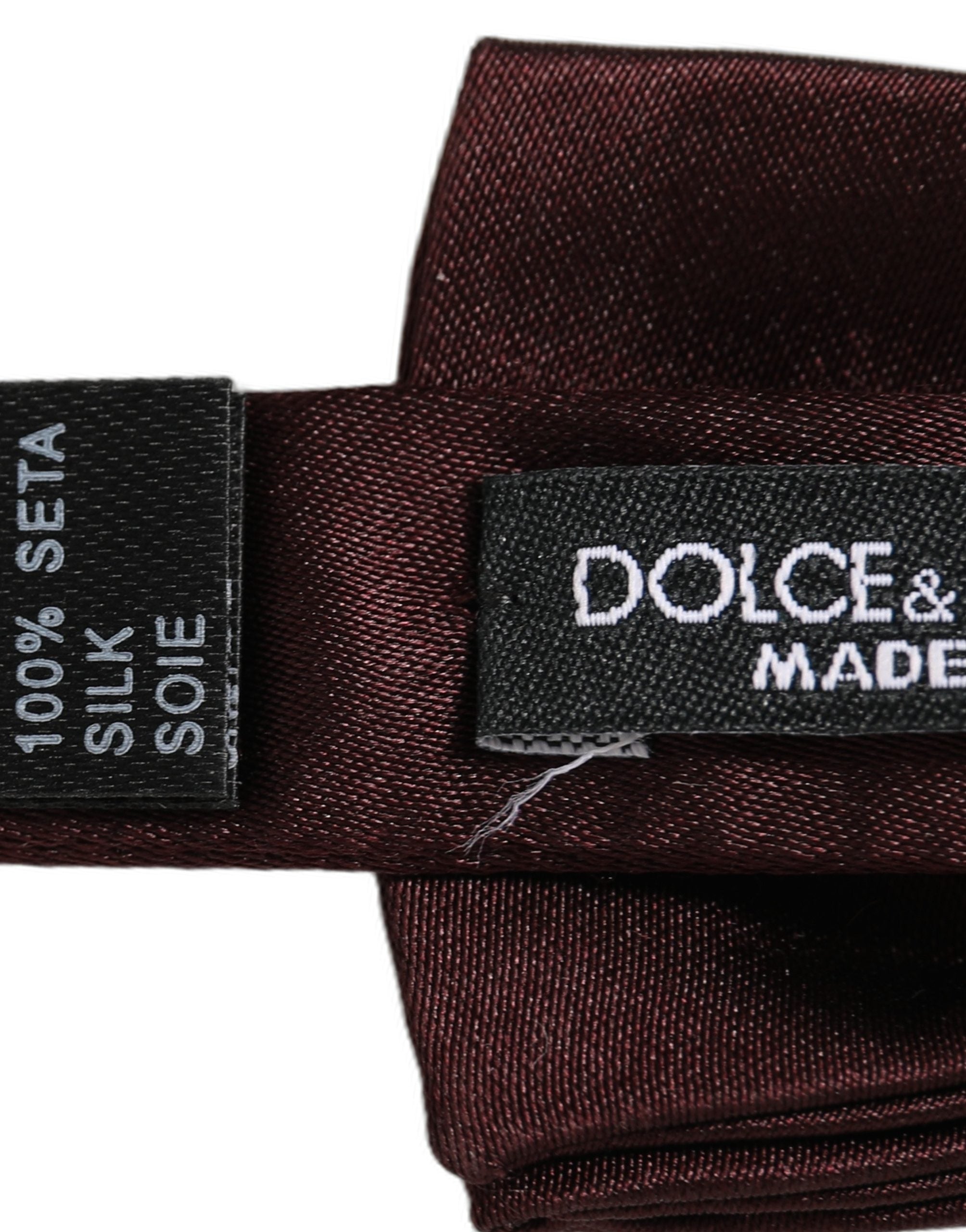 Dolce & Gabbana Men Brown 100% Silk Adjustable Neck Papillon Bow Tie Dolce & Gabbana