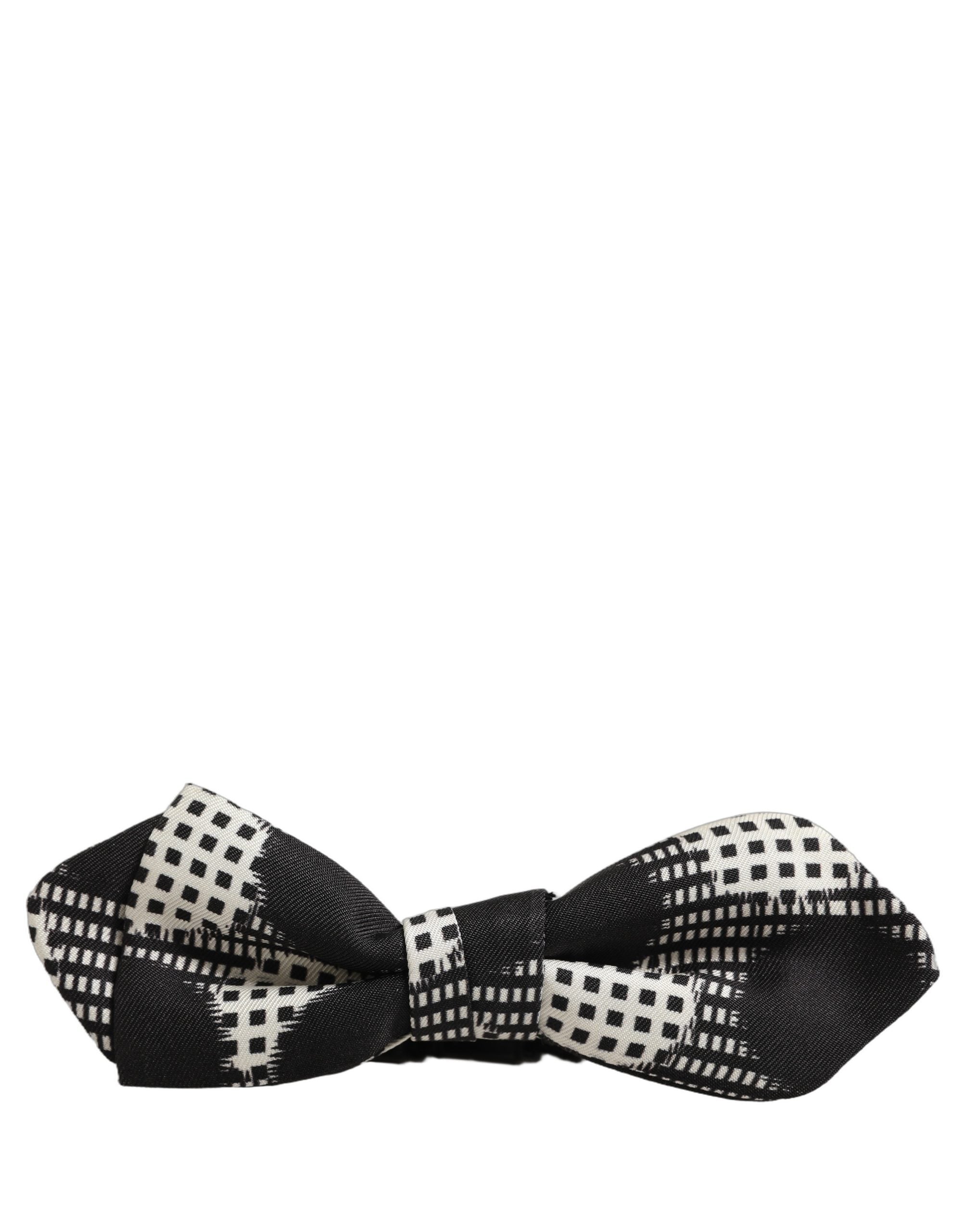 Dolce & Gabbana Black White Checkered Adjustable Neck Papillon Bow Tie Dolce & Gabbana