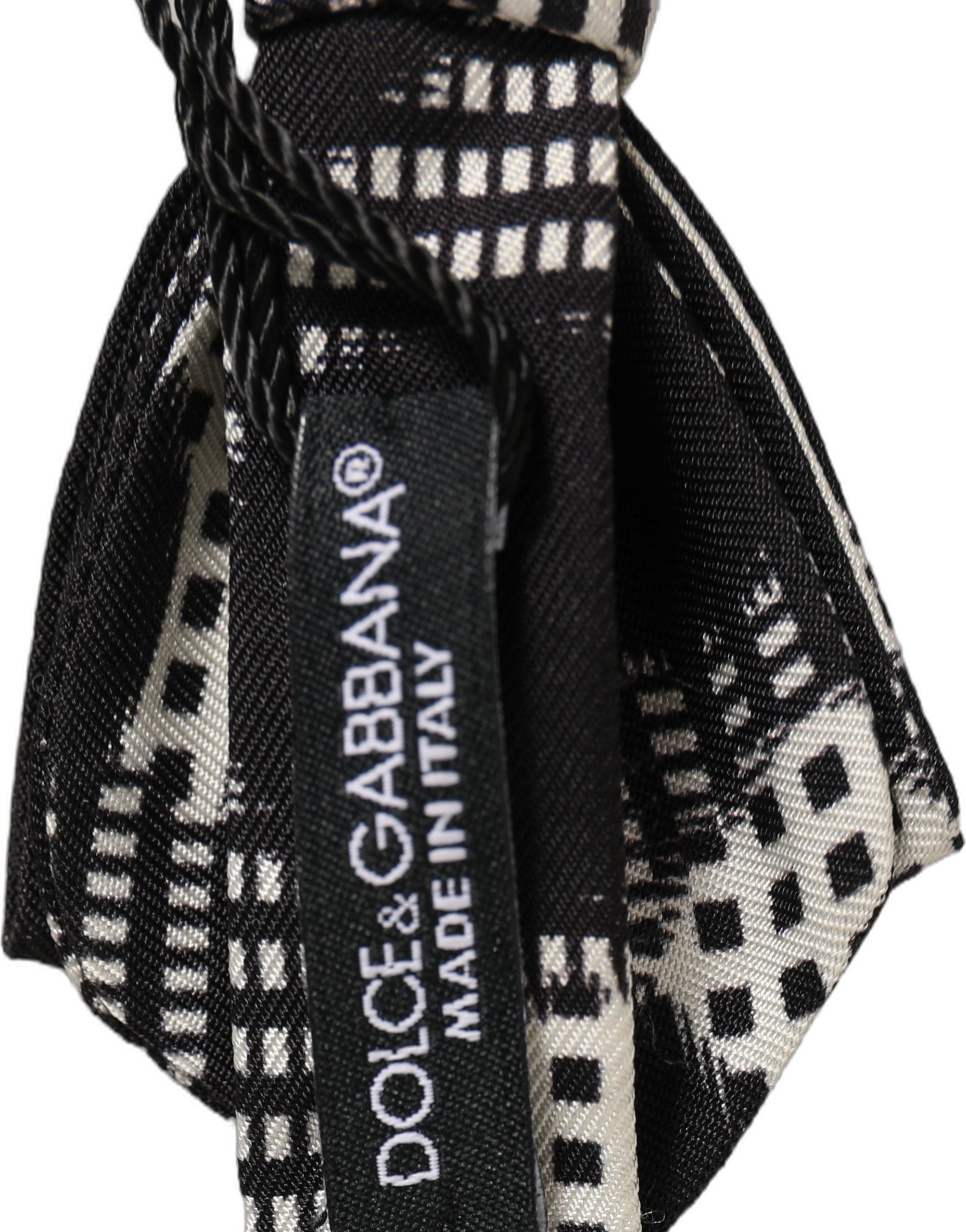 Dolce & Gabbana Black White Checkered Adjustable Neck Papillon Bow Tie Dolce & Gabbana