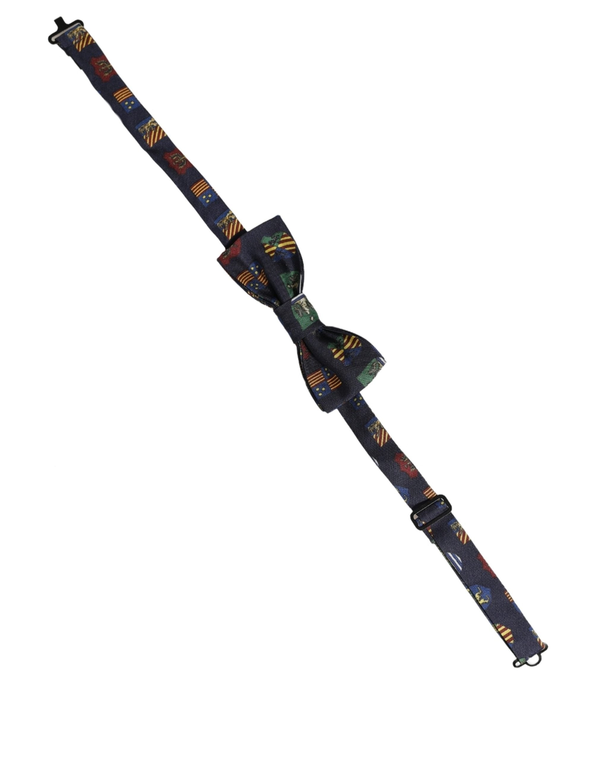 Dolce & Gabbana Men Blue Flags 100% Silk Adjustable Neck Papillon Bow Tie Dolce & Gabbana