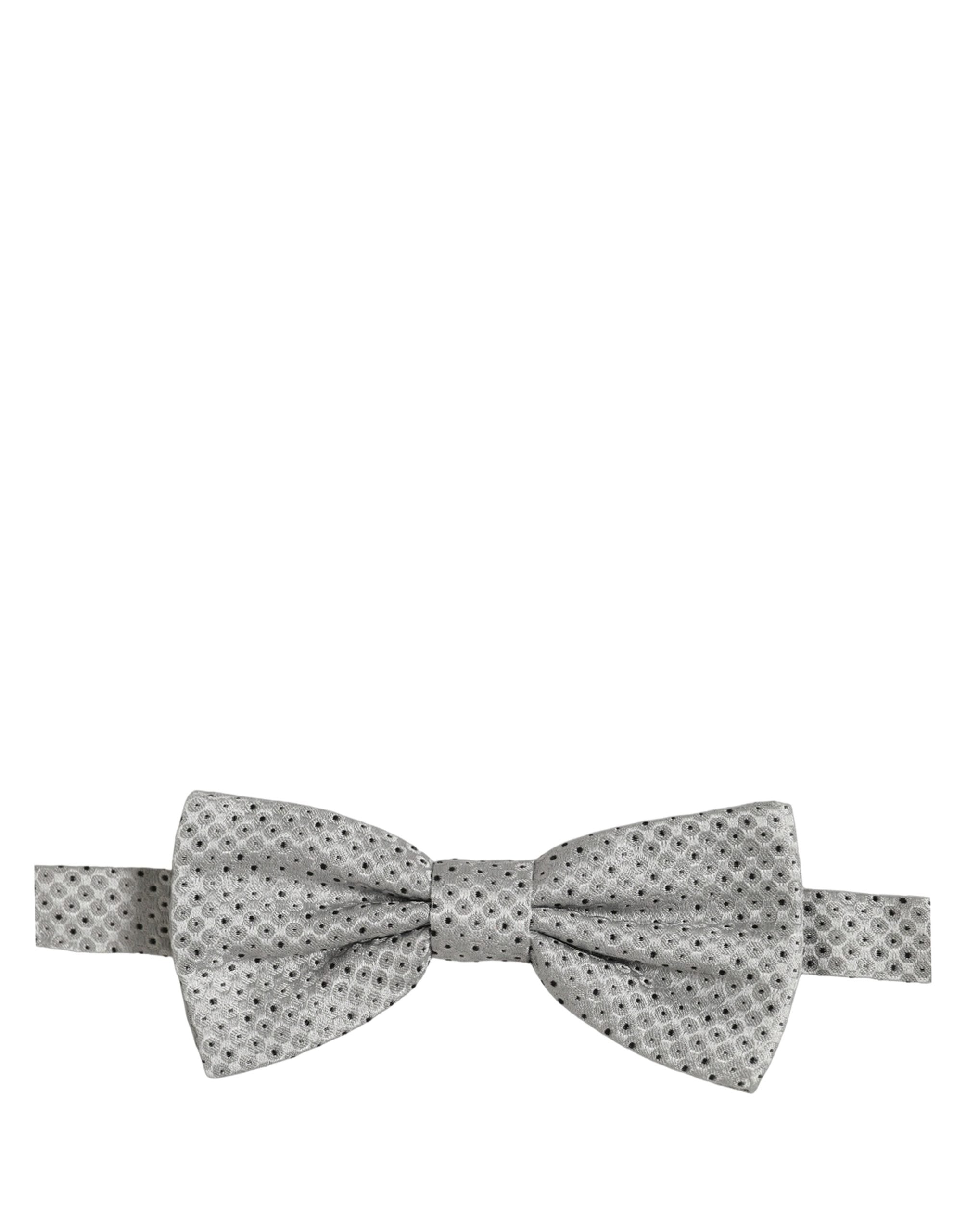 Dolce & Gabbana Men Black Gray Polka Dot Adjustable Neck Papillon Bow Tie Dolce & Gabbana