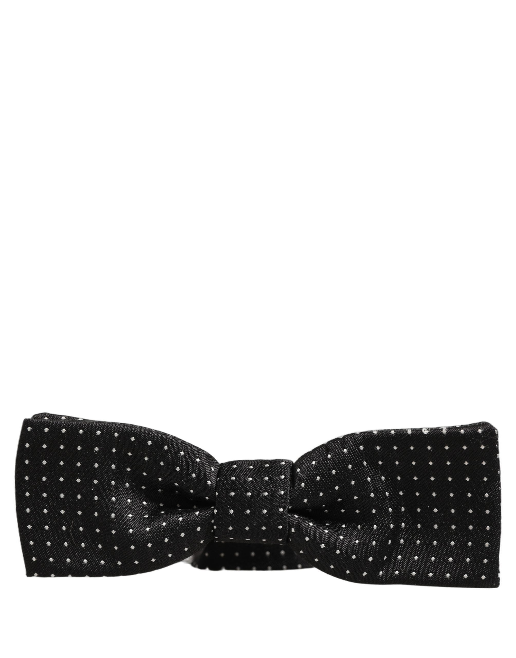 Dolce & Gabbana Black White Polka Dot Adjustable Neck Papillon Bow Tie Dolce & Gabbana