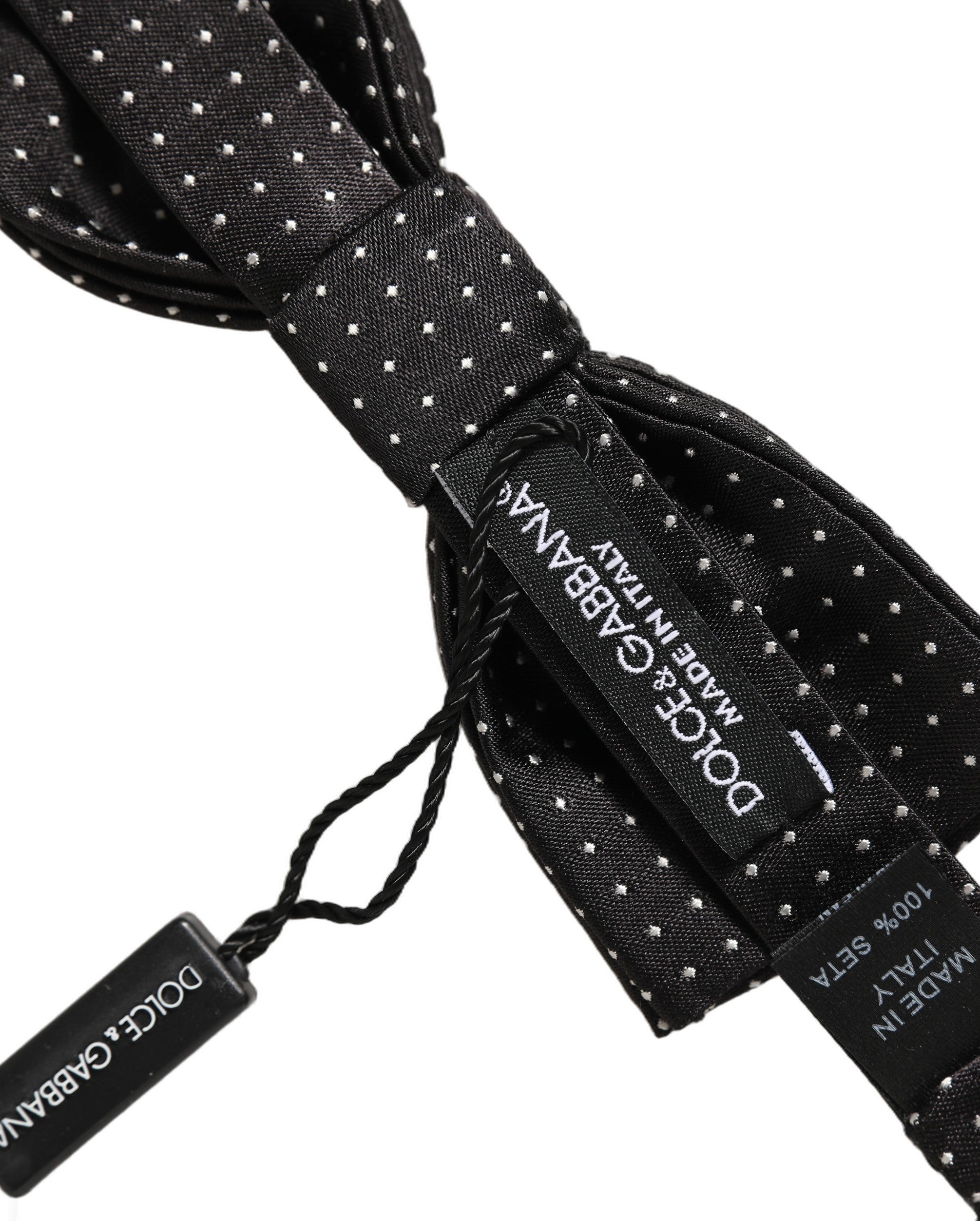 Dolce & Gabbana Black White Polka Dot Adjustable Neck Papillon Bow Tie Dolce & Gabbana