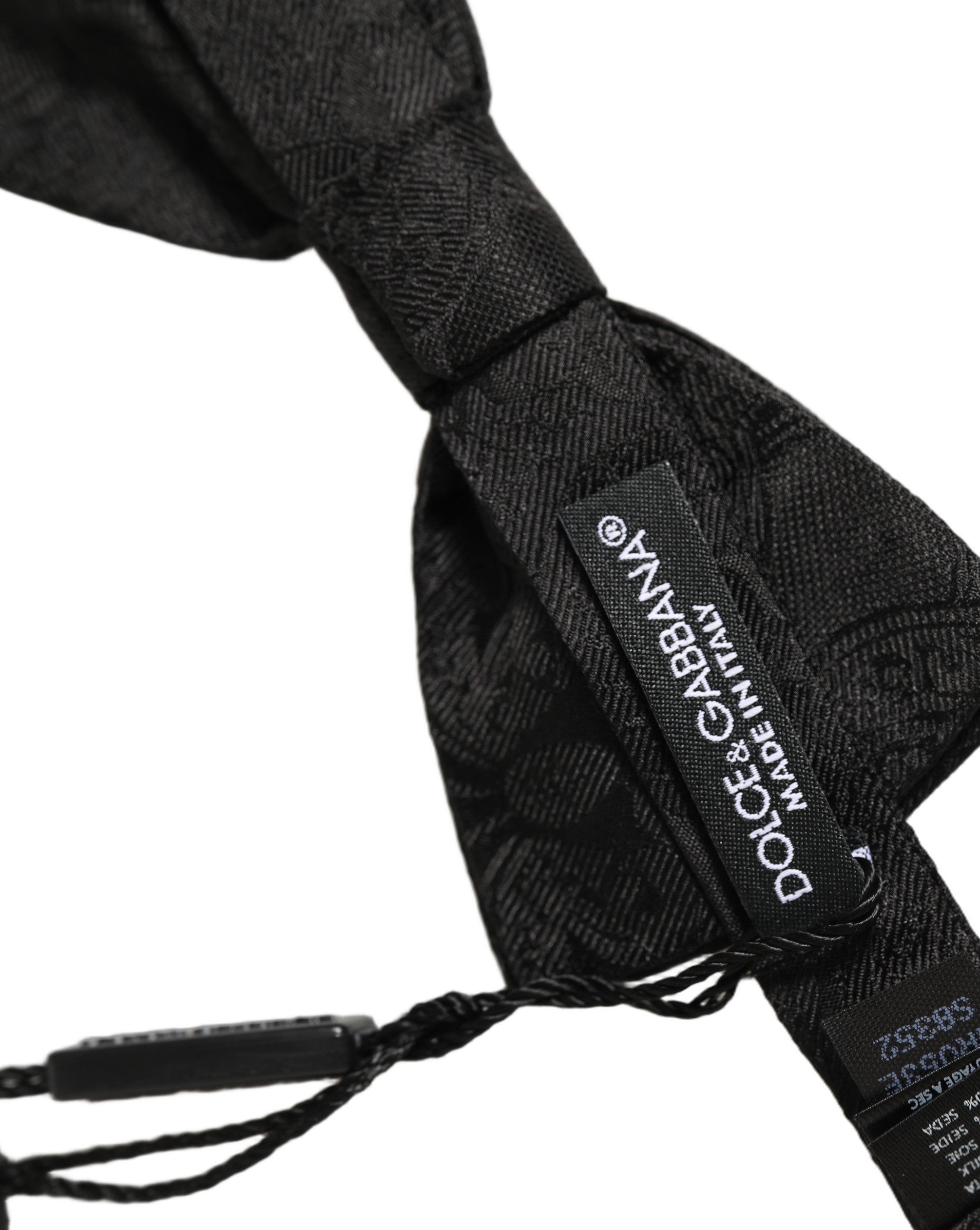 Dolce & Gabbana Men Black Paisley Silk Adjustable Neck Papillon Bow Tie Dolce & Gabbana