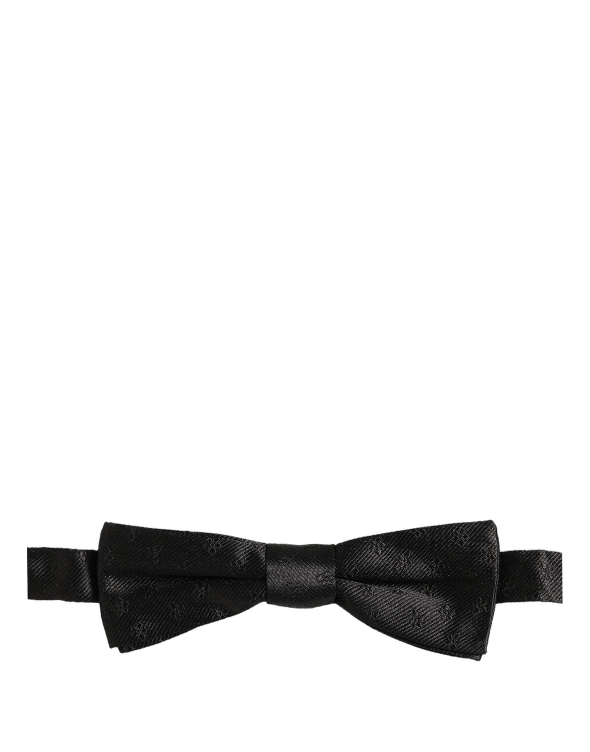 Dolce & Gabbana Men Black Floral Silk Adjustable Neck Papillon Bow Tie Dolce & Gabbana