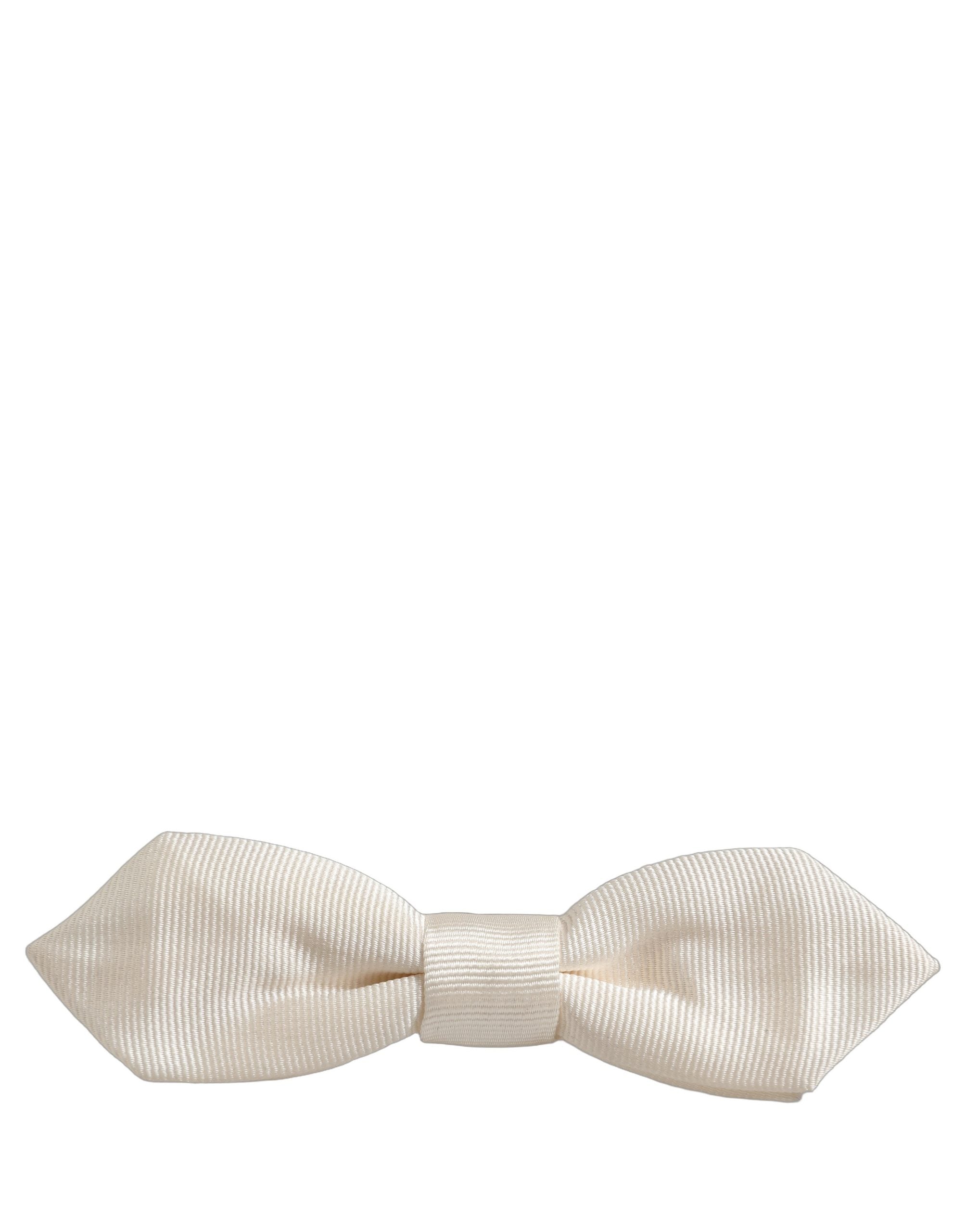 Dolce & Gabbana Men White 100% Silk Adjustable Neck Papillon Bow Tie Dolce & Gabbana