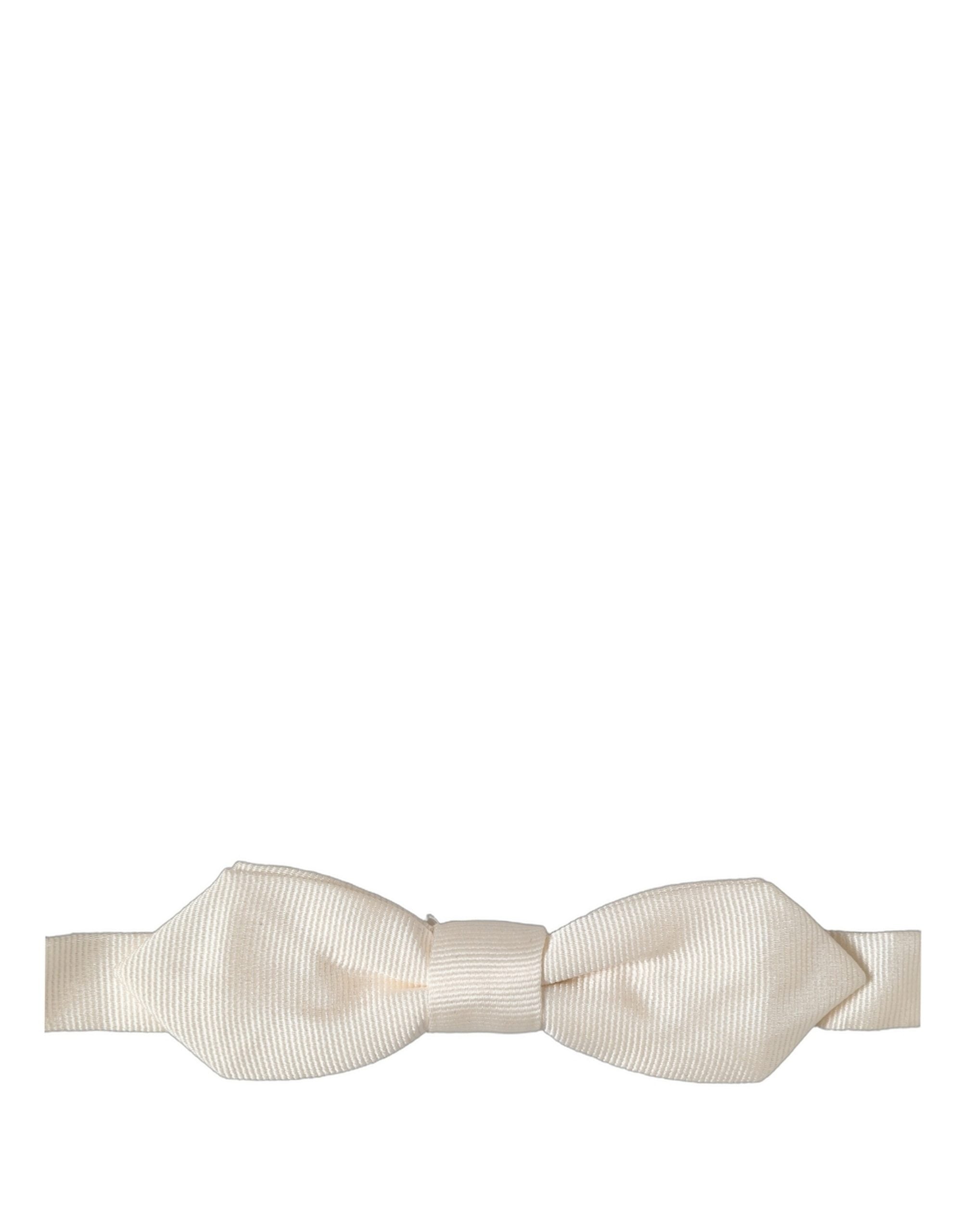 Dolce & Gabbana Men White 100% Silk Adjustable Neck Papillon Bow Tie Dolce & Gabbana