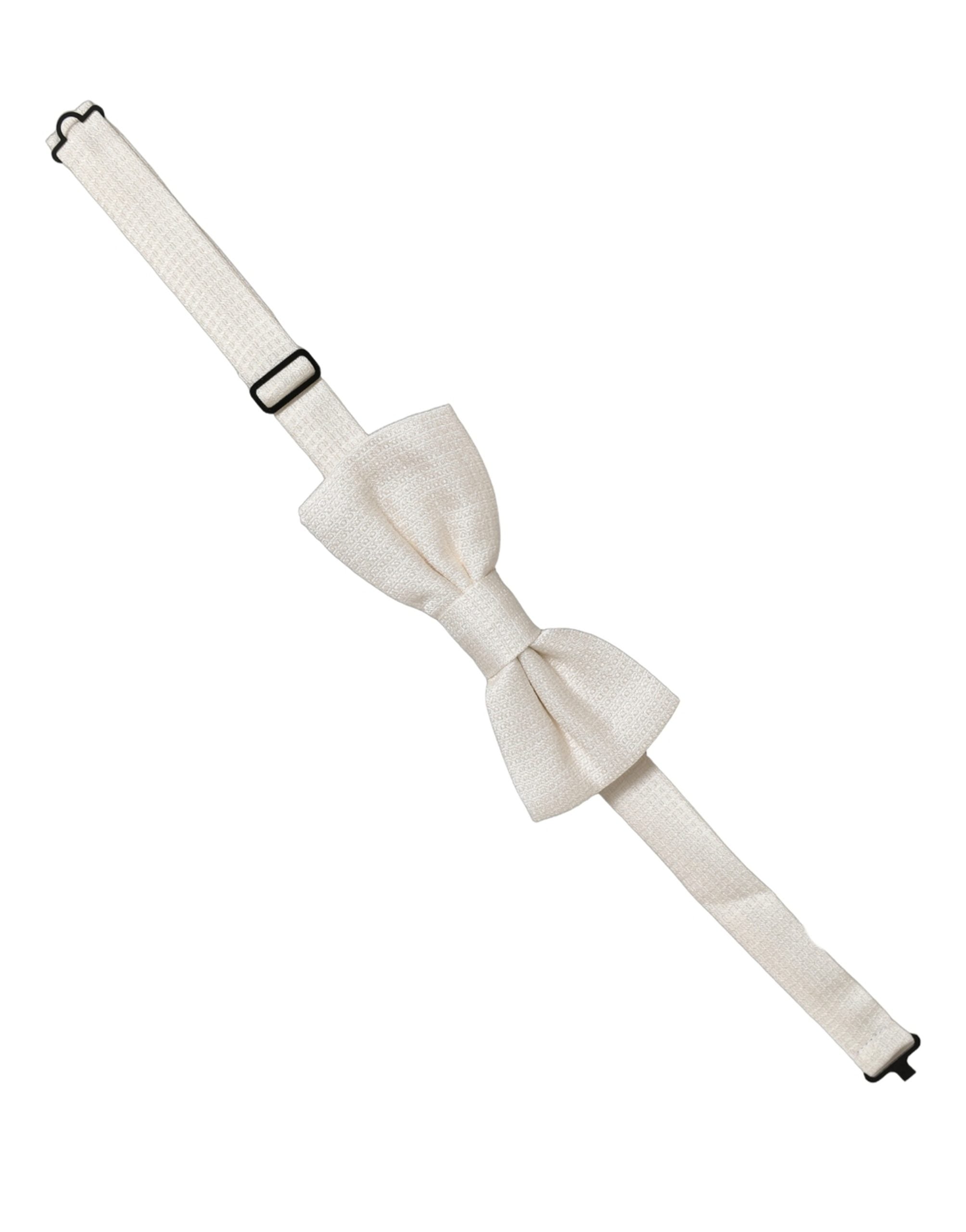 Dolce & Gabbana Men Off White Silk Adjustable Neck Papillon Bow Tie Dolce & Gabbana