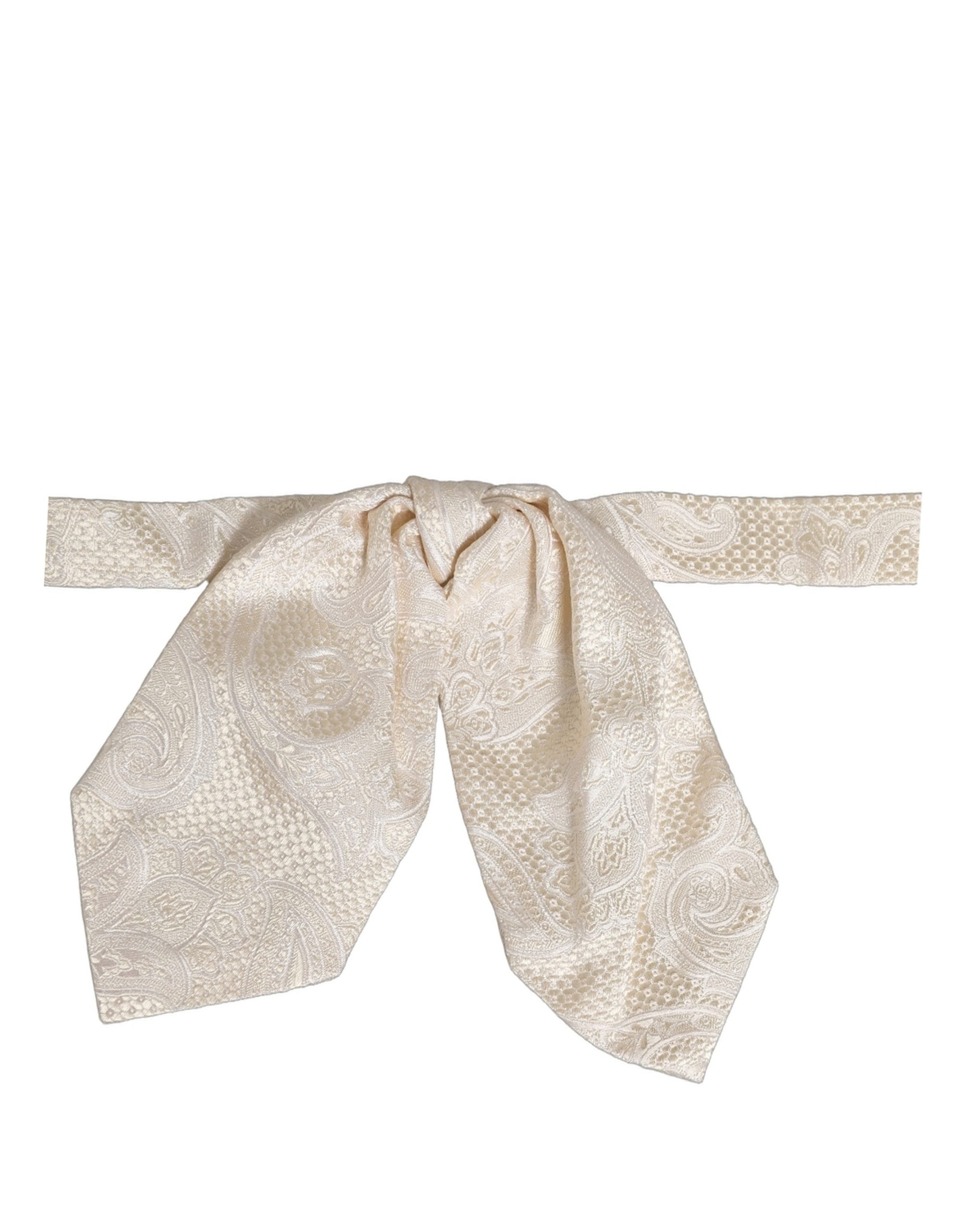 Dolce & Gabbana Men Ivory Paisley SIlk Adjustable Neck Papillon Bow Tie Dolce & Gabbana