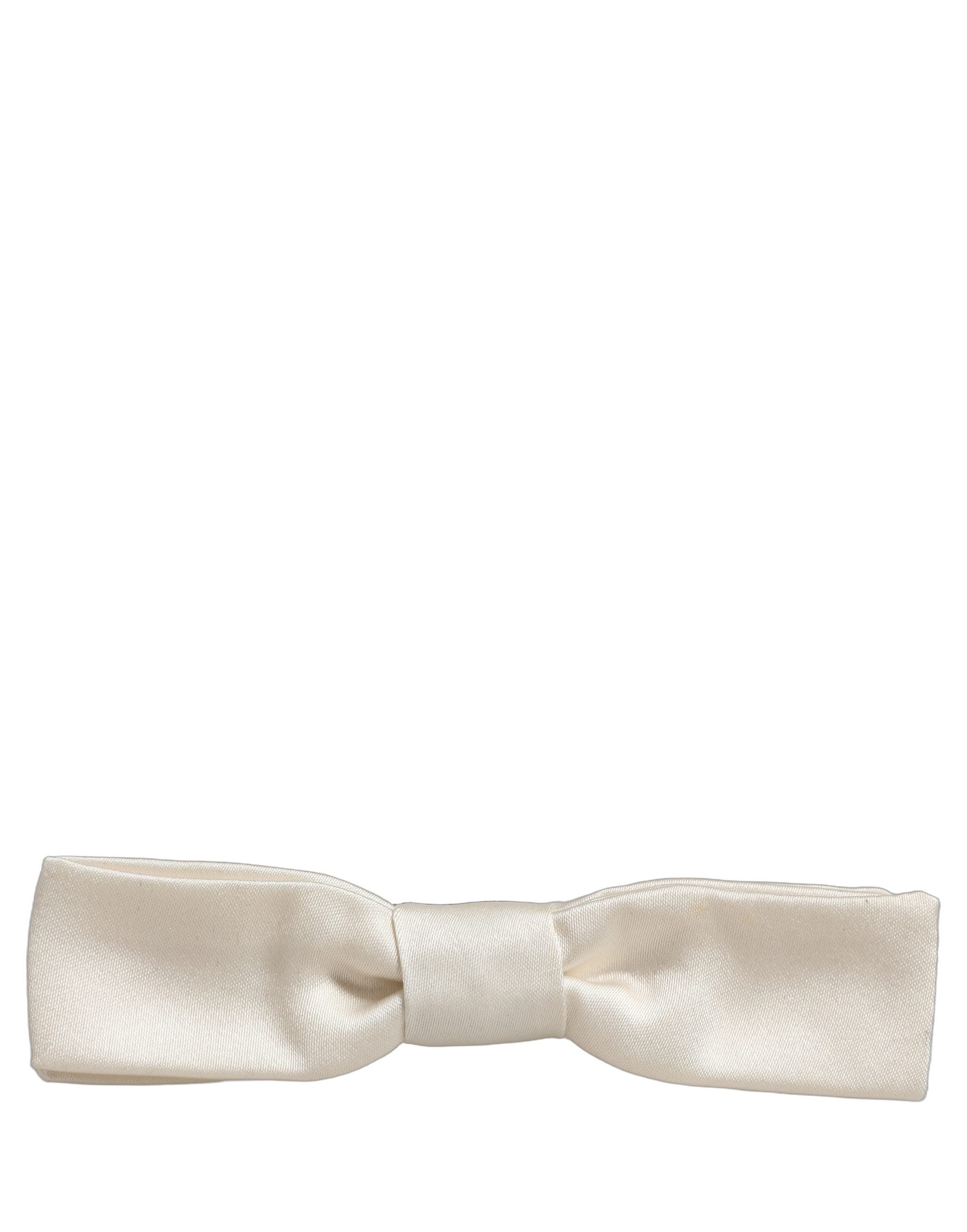 Dolce & Gabbana Men White 100% Silk Adjustable Neck Papillon Bow Tie Dolce & Gabbana