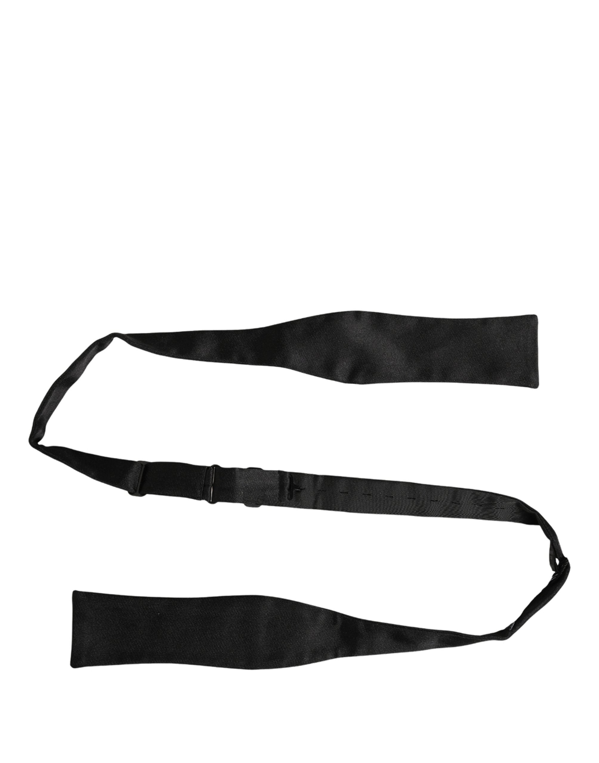 Dolce & Gabbana Men Black 100% Silk Adjustable Neck Papillon Bow Tie Dolce & Gabbana