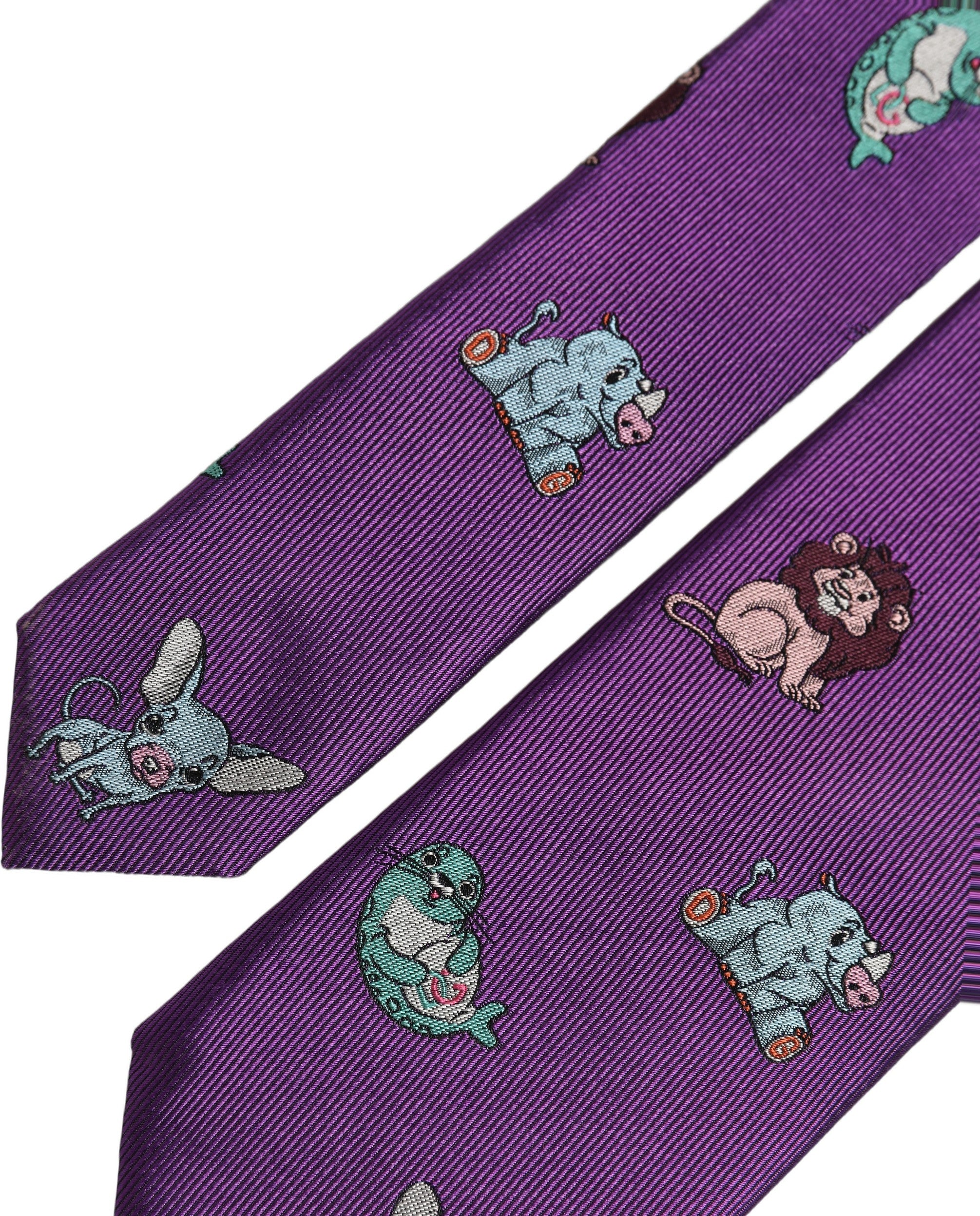 Dolce & Gabbana Men Purple Animal Print Adjustable Tied Necktie Tie Dolce & Gabbana