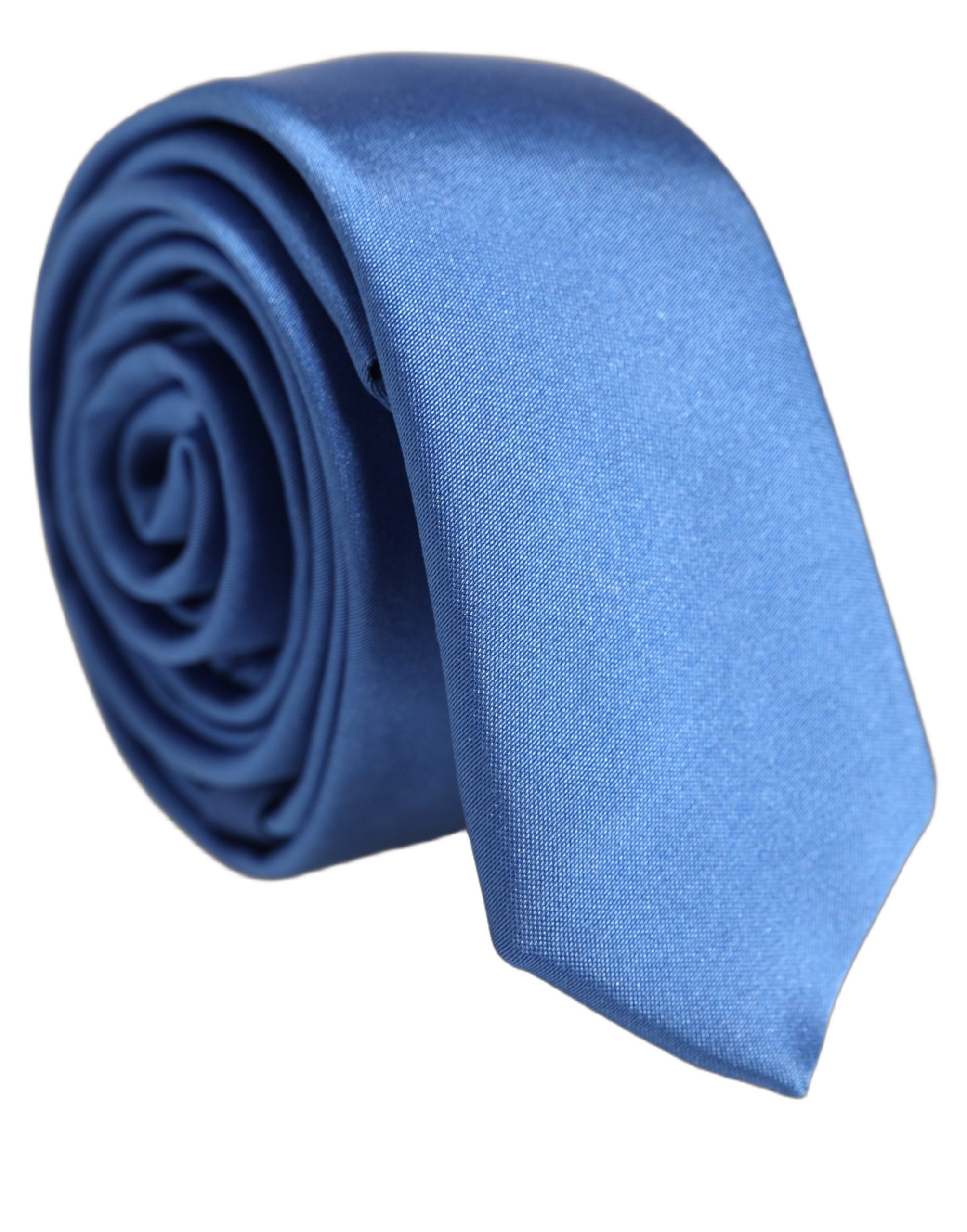 Dolce & Gabbana Men Blue 100% Silk Satin Adjustable Tied Necktie Tie Dolce & Gabbana