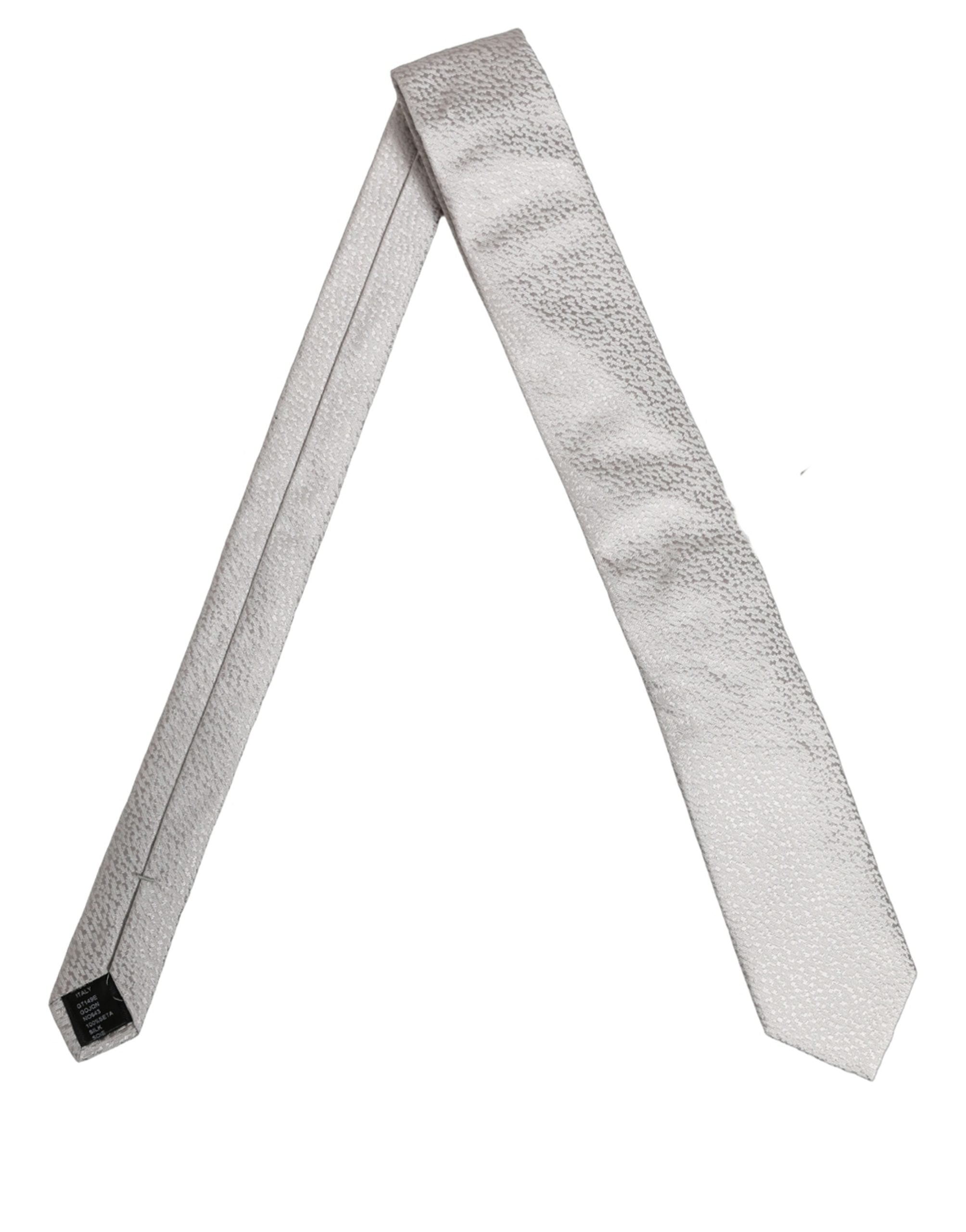 Dolce & Gabbana Men Gray 100% Silk Textured Adjustable Tied Necktie Tie Dolce & Gabbana