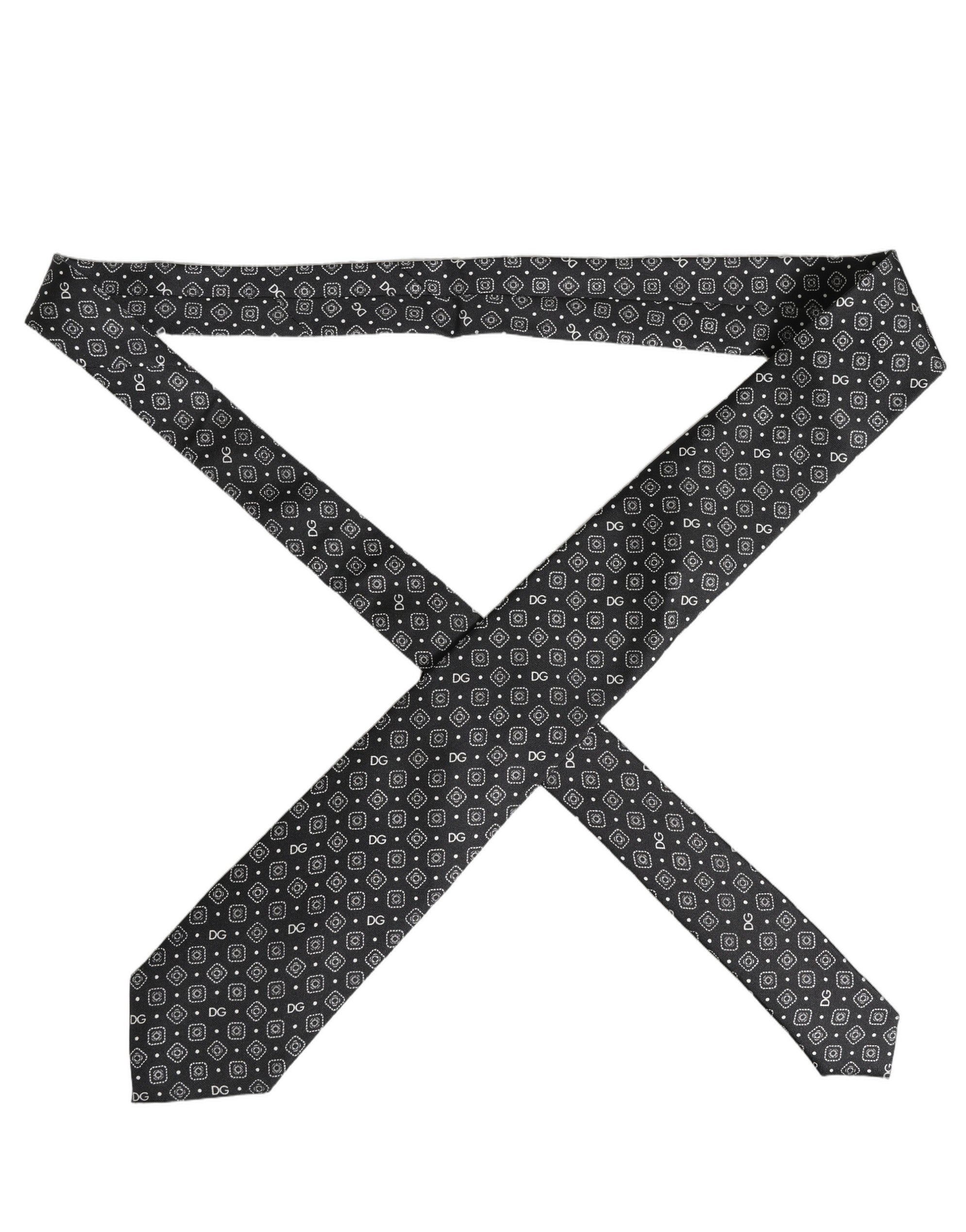 Dolce & Gabbana Men Black DG Logo 100% Silk Adjustable Tied Necktie Tie Dolce & Gabbana