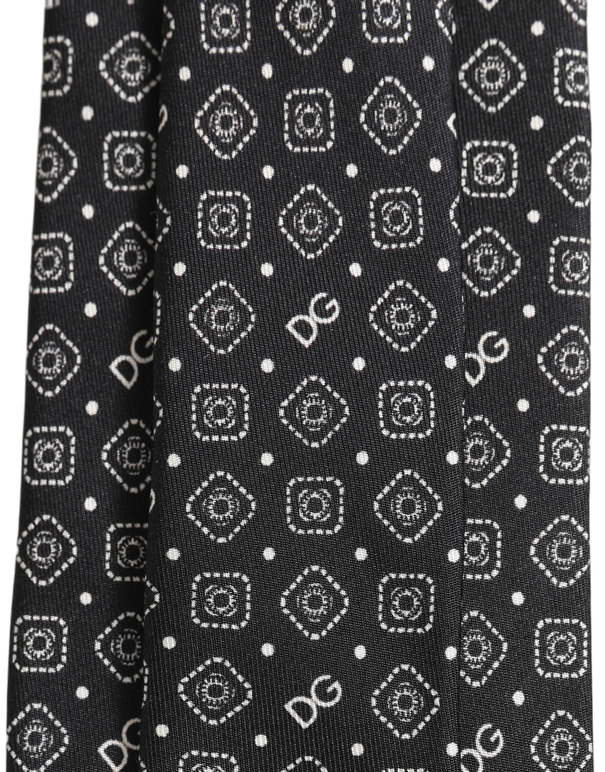 Dolce & Gabbana Men Black DG Logo 100% Silk Adjustable Tied Necktie Tie Dolce & Gabbana