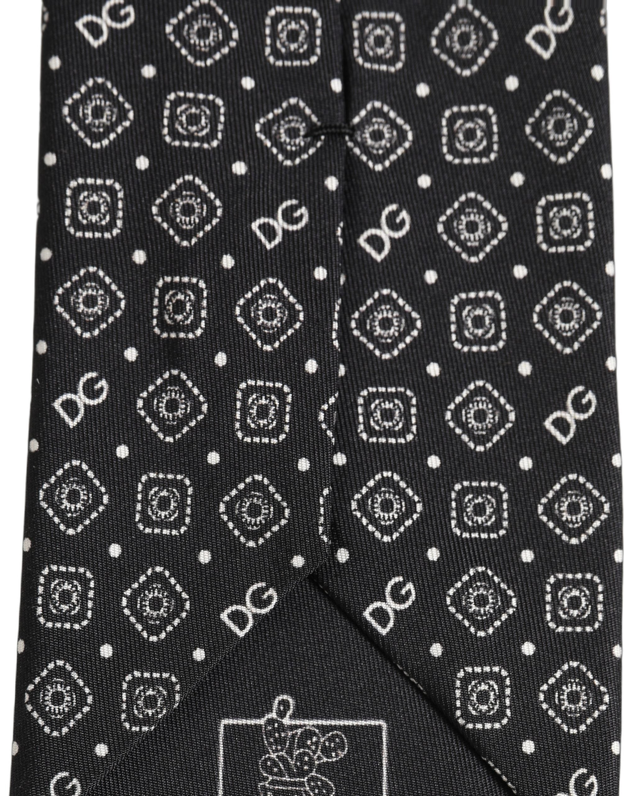 Dolce & Gabbana Men Black DG Logo 100% Silk Adjustable Tied Necktie Tie Dolce & Gabbana