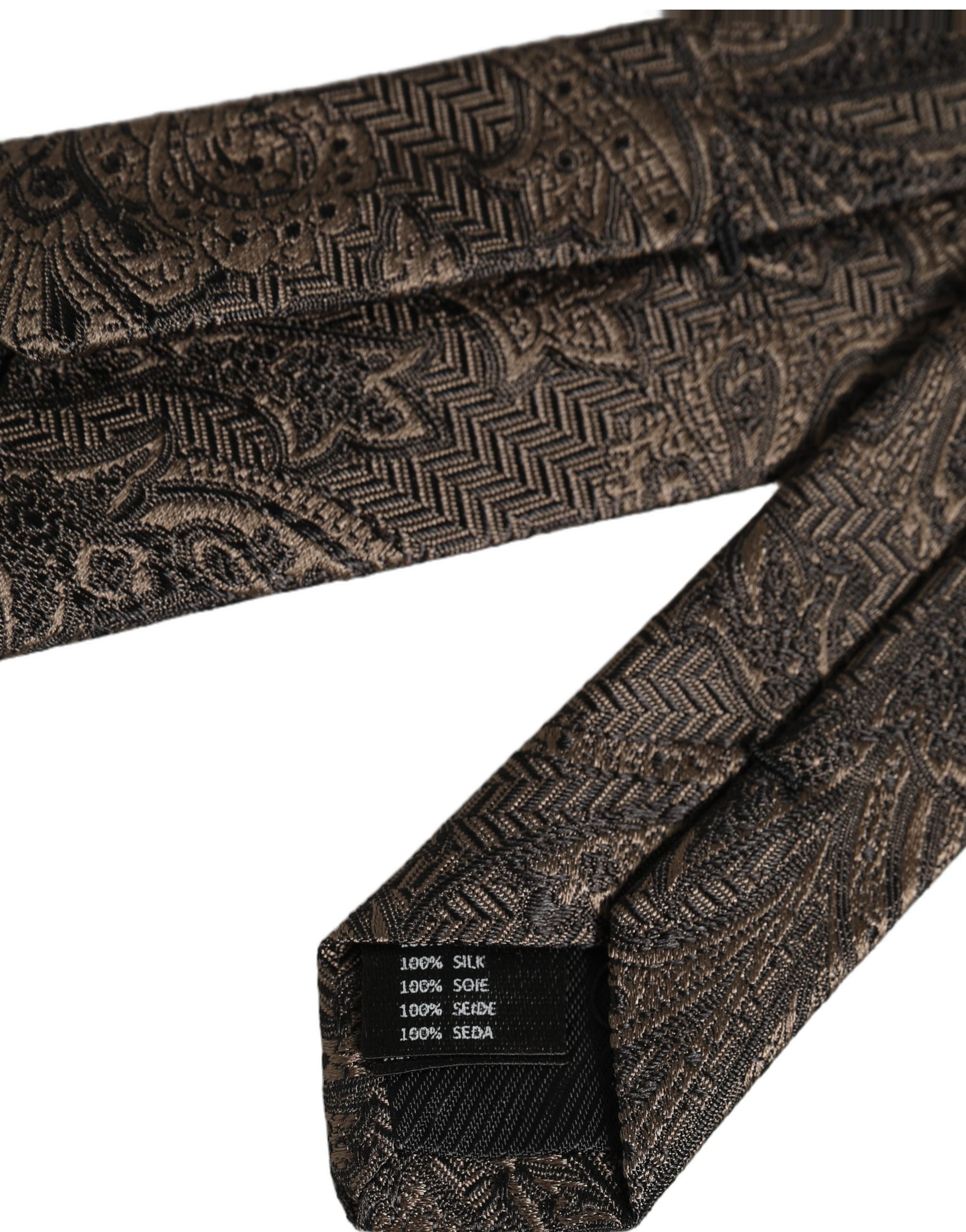 Dolce & Gabbana Men Brown Paisley 100% Silk Adjustable Tied Necktie Tie Dolce & Gabbana