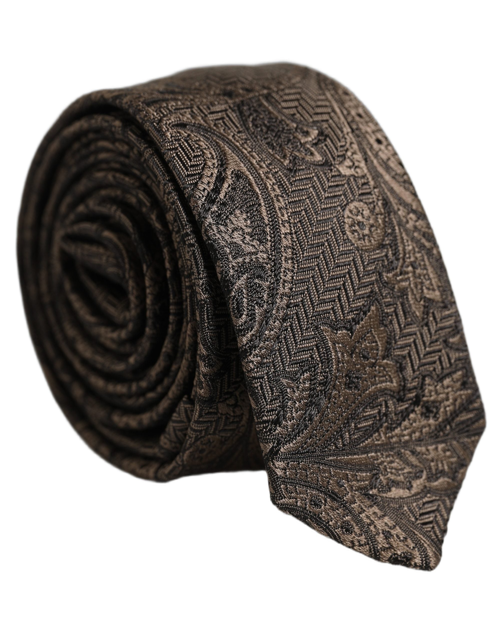 Dolce & Gabbana Men Brown Paisley 100% Silk Adjustable Tied Necktie Tie Dolce & Gabbana