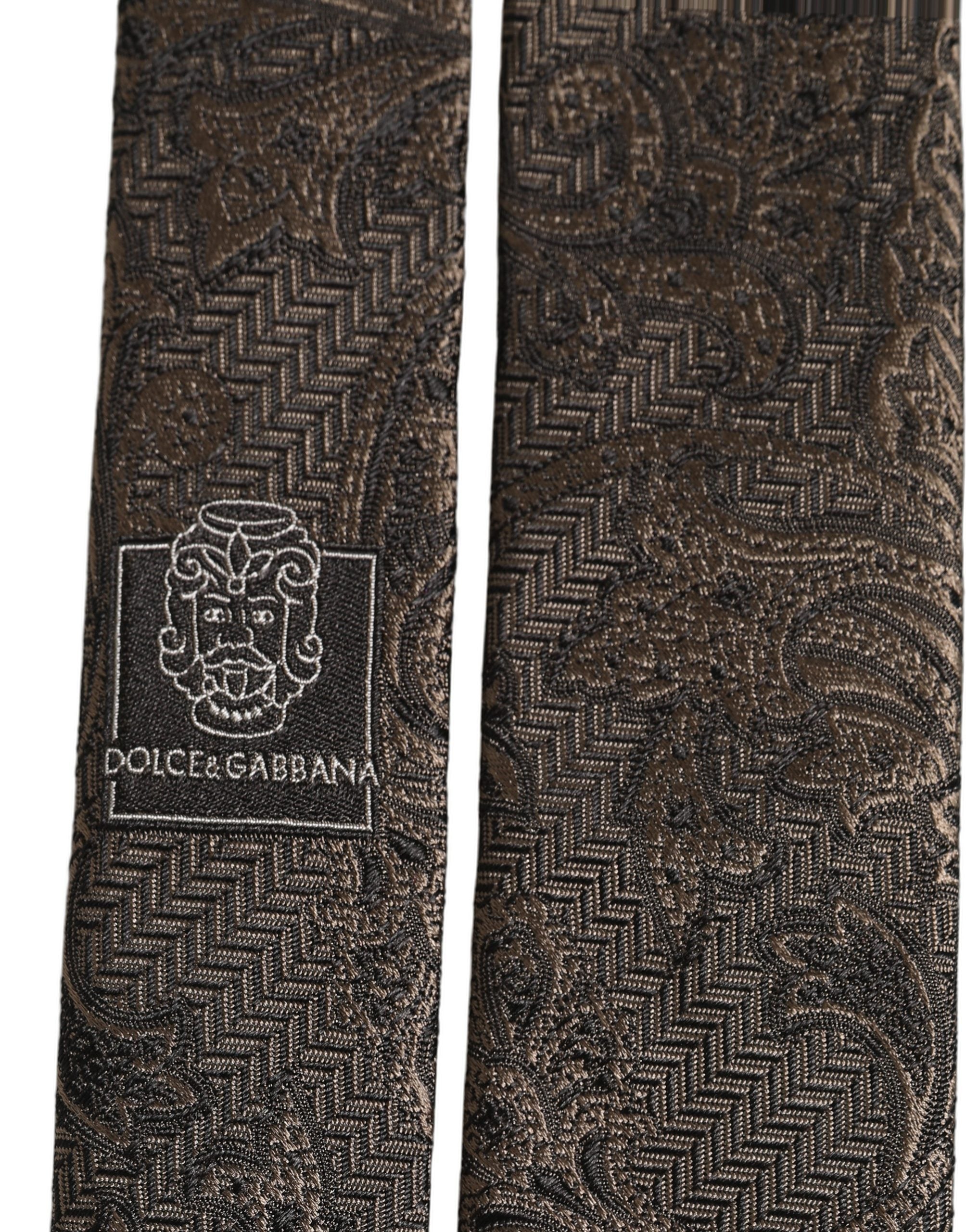 Dolce & Gabbana Men Brown Paisley 100% Silk Adjustable Tied Necktie Tie Dolce & Gabbana