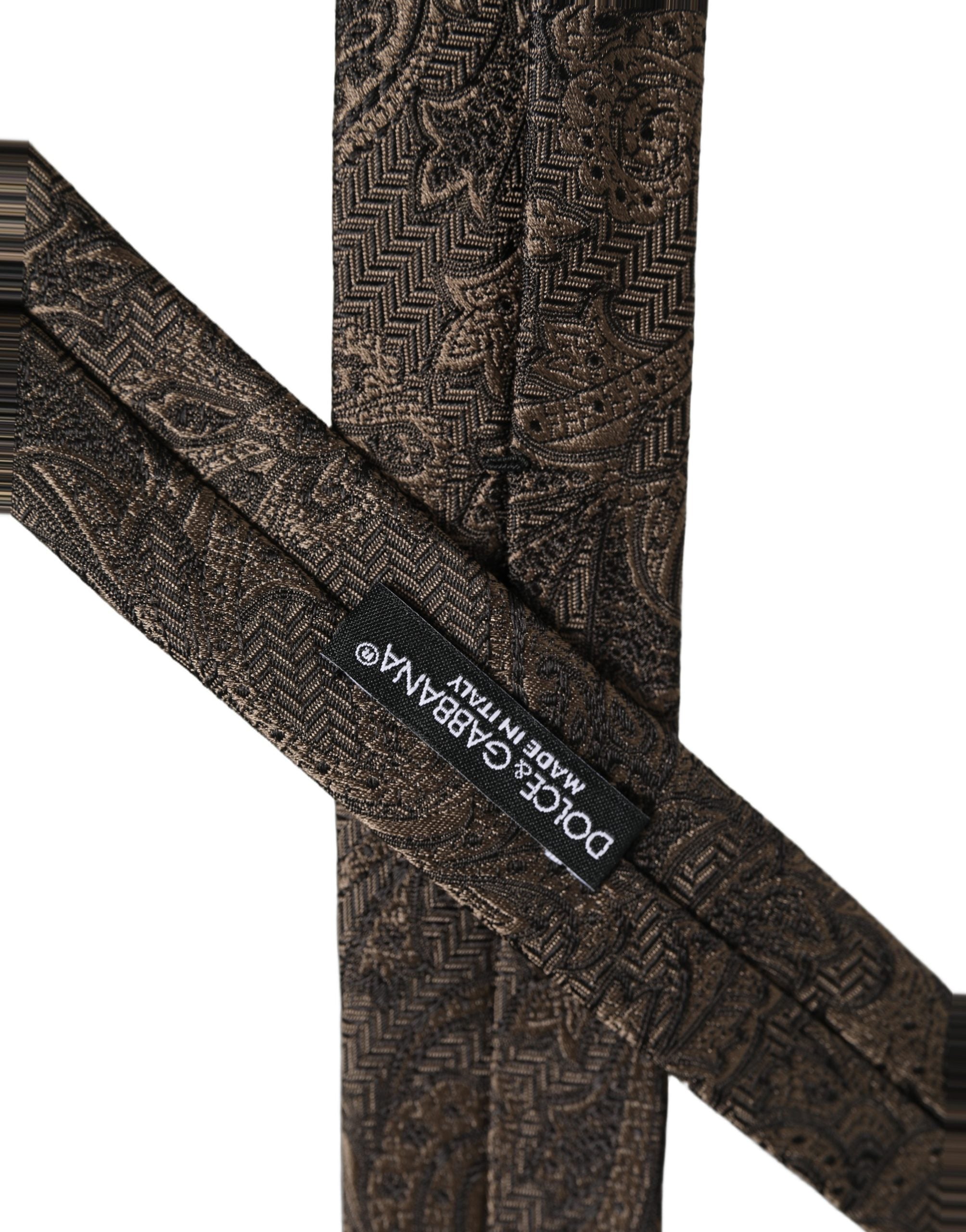 Dolce & Gabbana Men Brown Paisley 100% Silk Adjustable Tied Necktie Tie Dolce & Gabbana