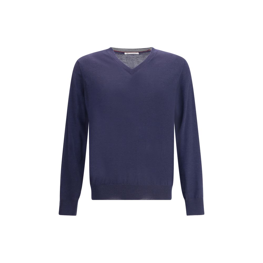 Brunello Cucinelli Blue Cashmere Sweater Brunello Cucinelli