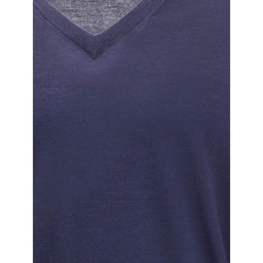 Brunello Cucinelli Blue Cashmere Sweater Brunello Cucinelli