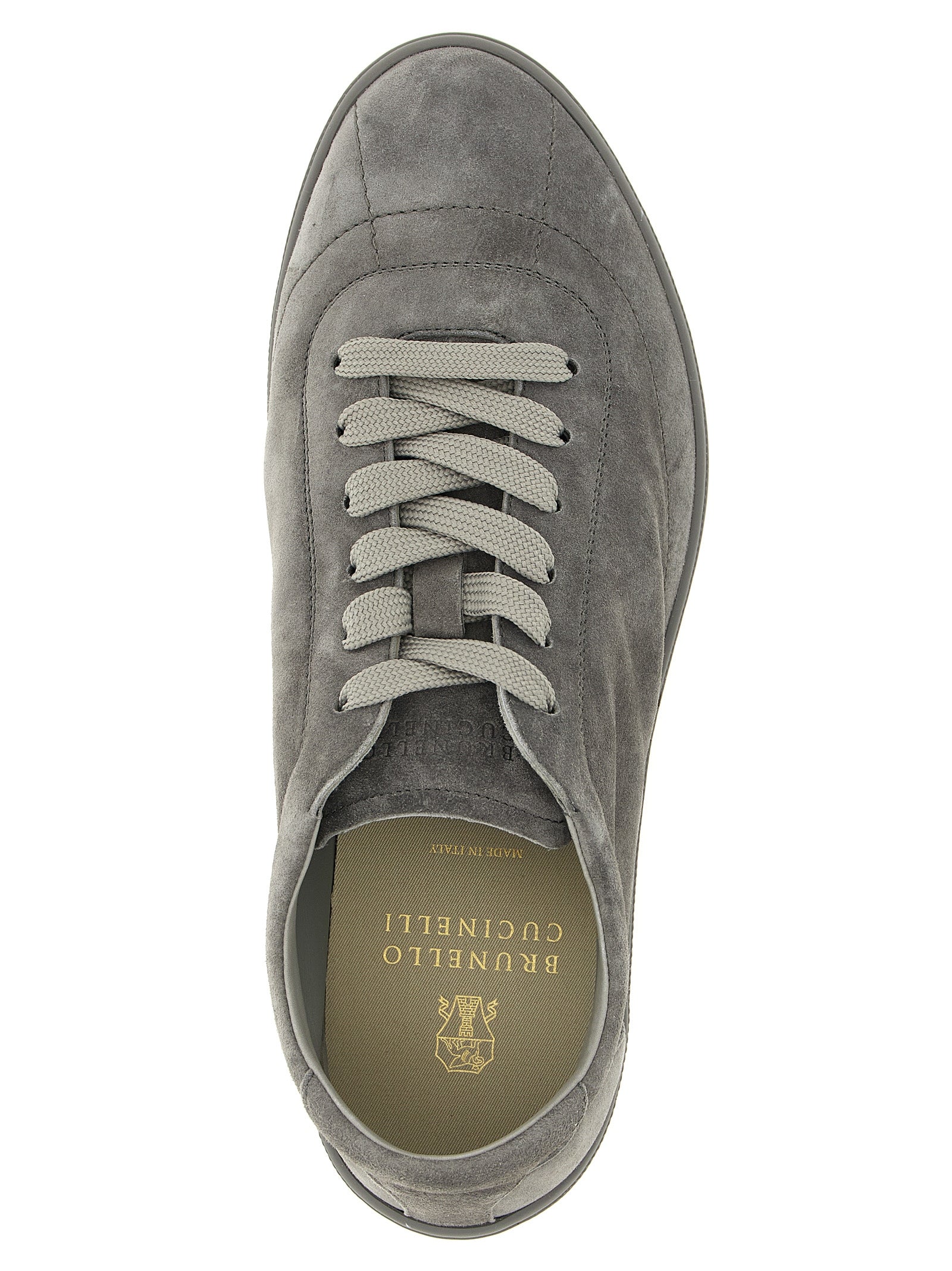 Brunello Cucinelli Gray Calfskin Low Top Sneakers Brunello Cucinelli