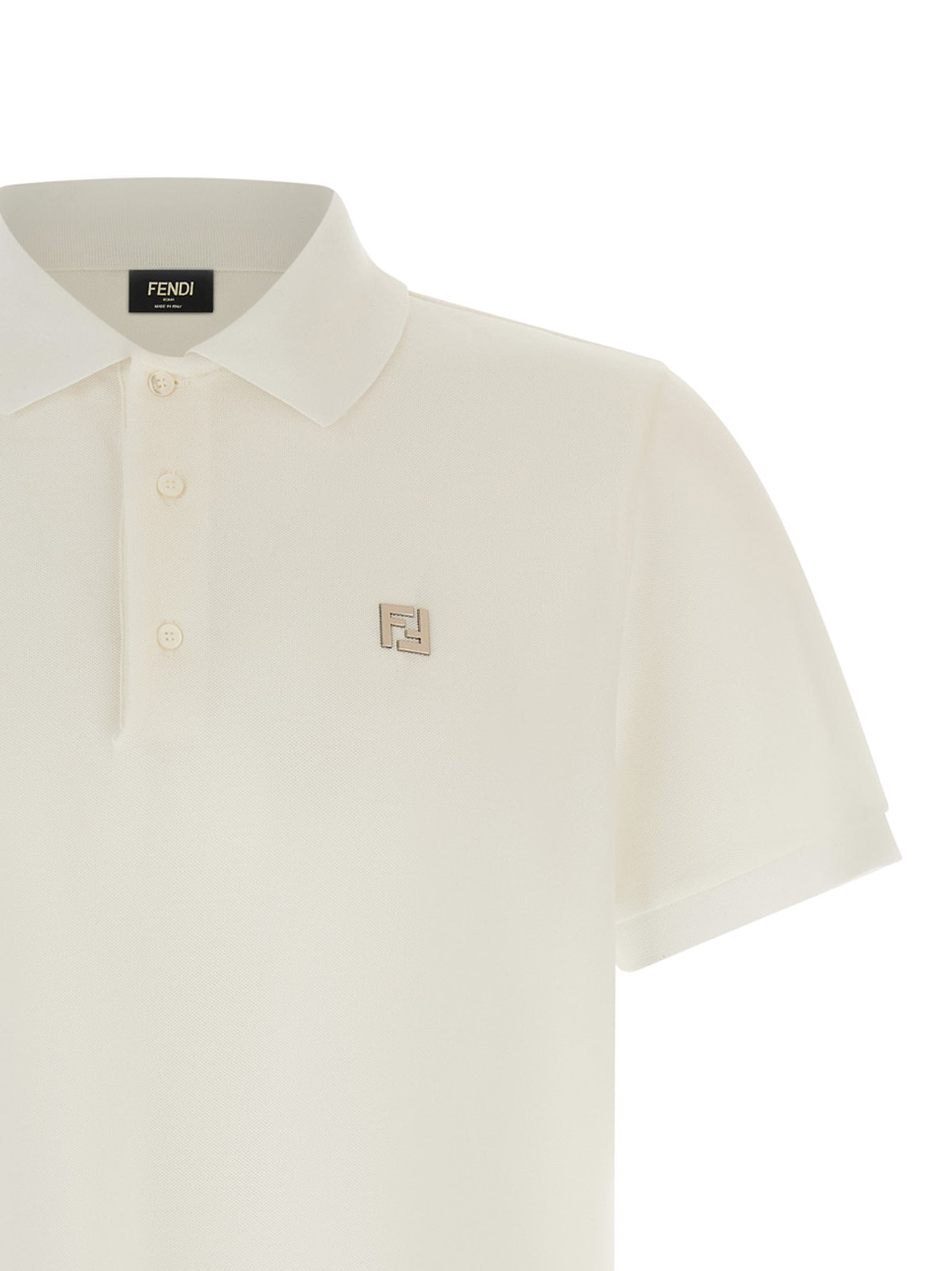 Fendi White Cotton Polo Shirt Fendi