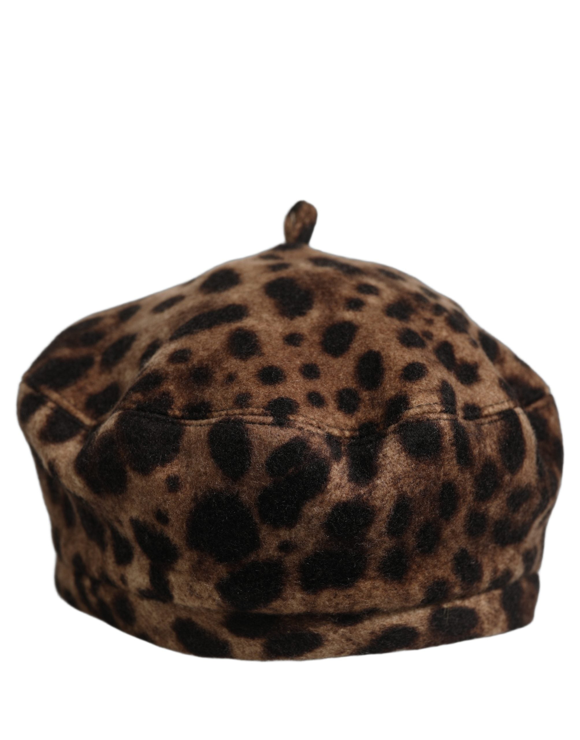 Dolce & Gabbana Brown Leopard French Style Beret Capello Hat Dolce & Gabbana