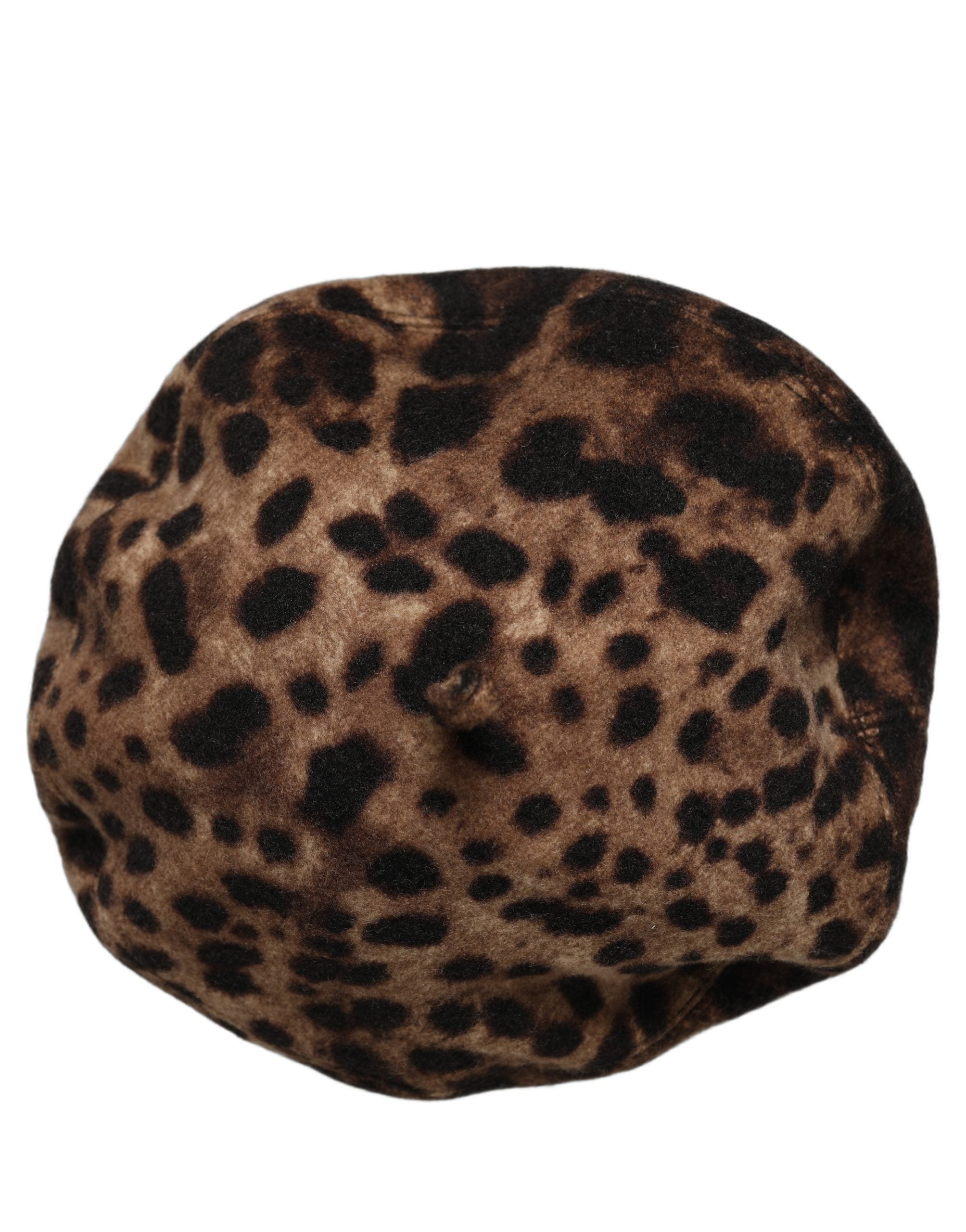 Dolce & Gabbana Brown Leopard French Style Beret Capello Hat Dolce & Gabbana