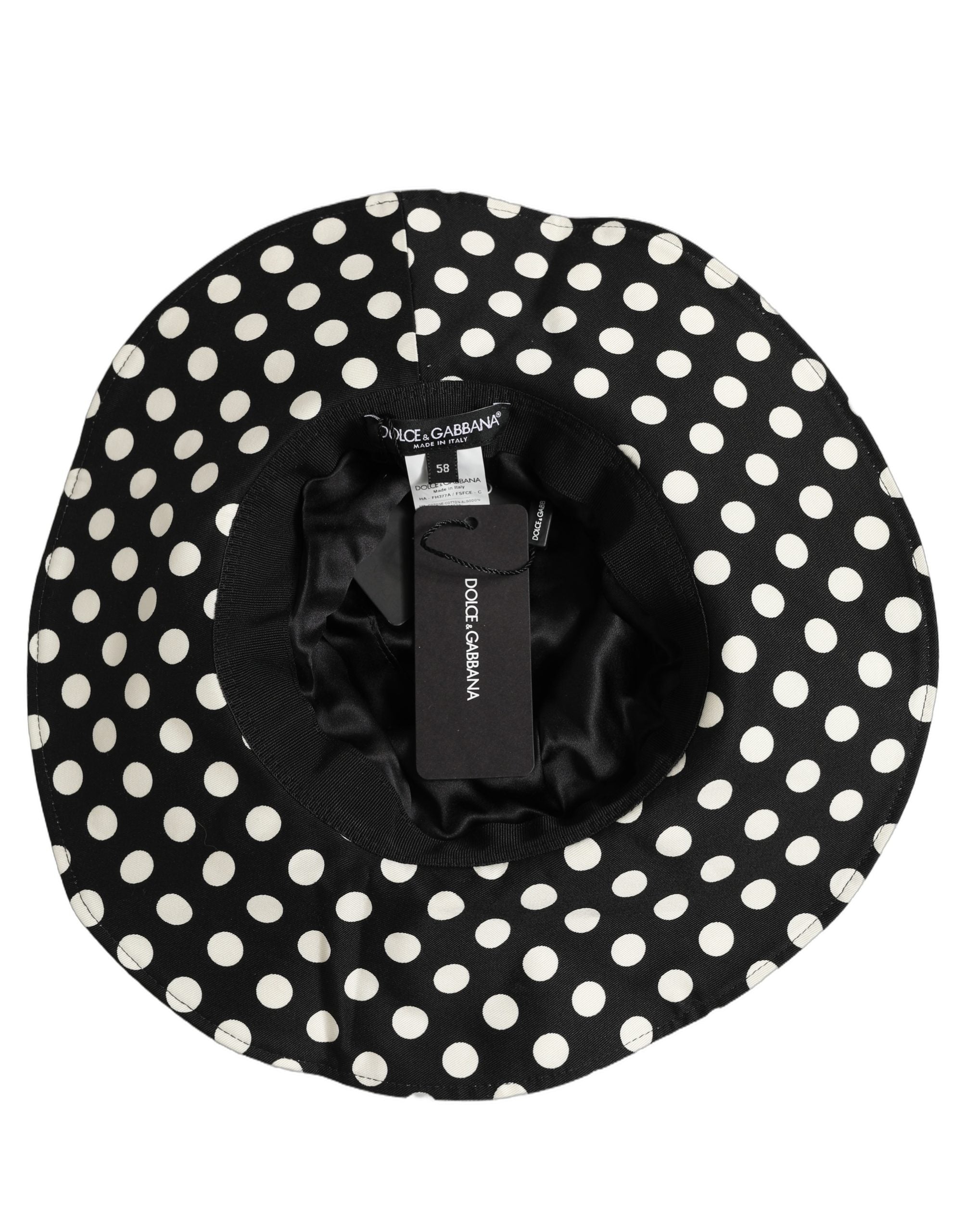 Dolce & Gabbana Black White Polka Dot Cotton Bucket Capello Hat Dolce & Gabbana