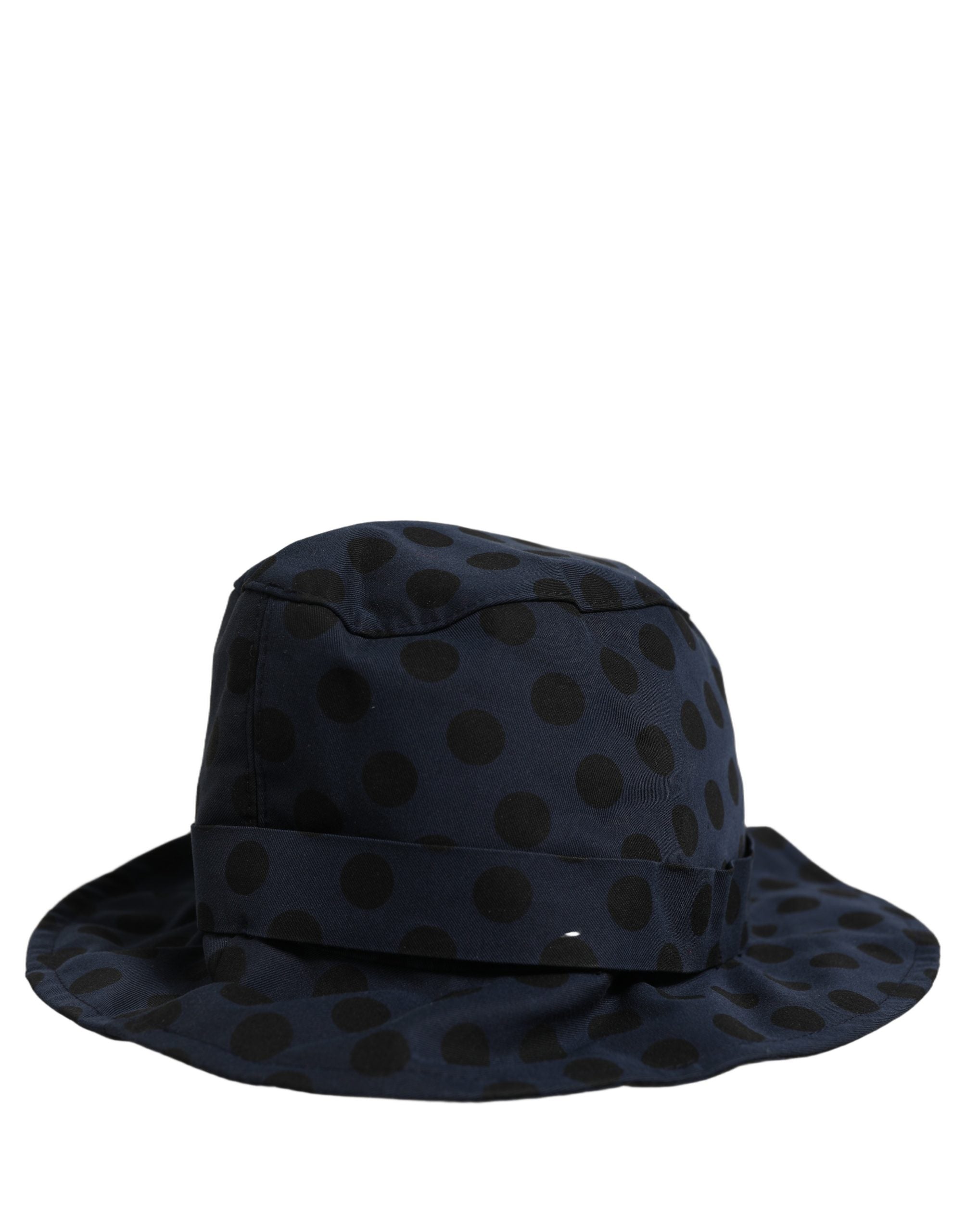 Dolce & Gabbana Blue Black Polka Dot Cotton Bucket Capello Hat Dolce & Gabbana