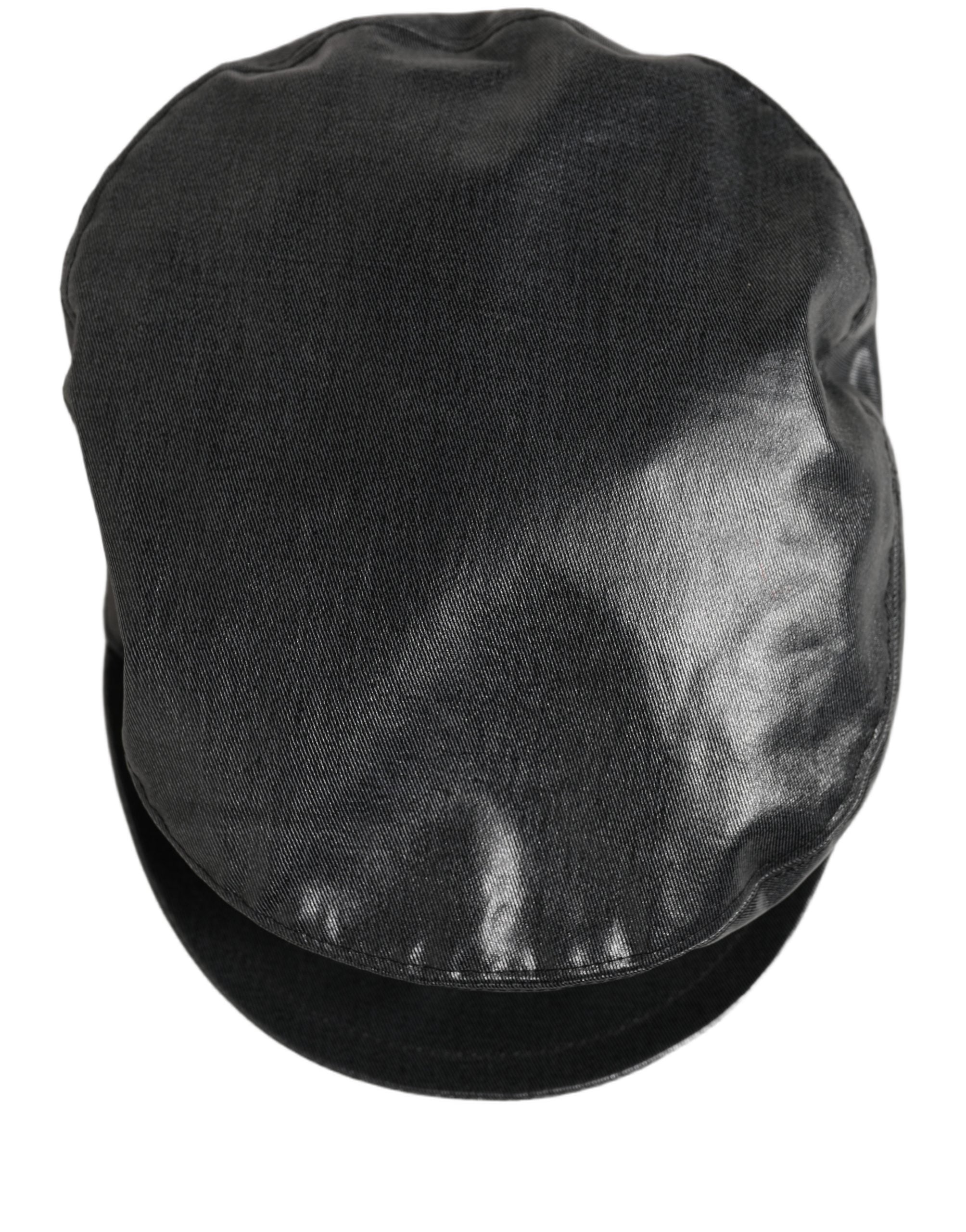 Dolce & Gabbana Black Cotton Gold DG Chain Baker Boy Capello Hat Dolce & Gabbana