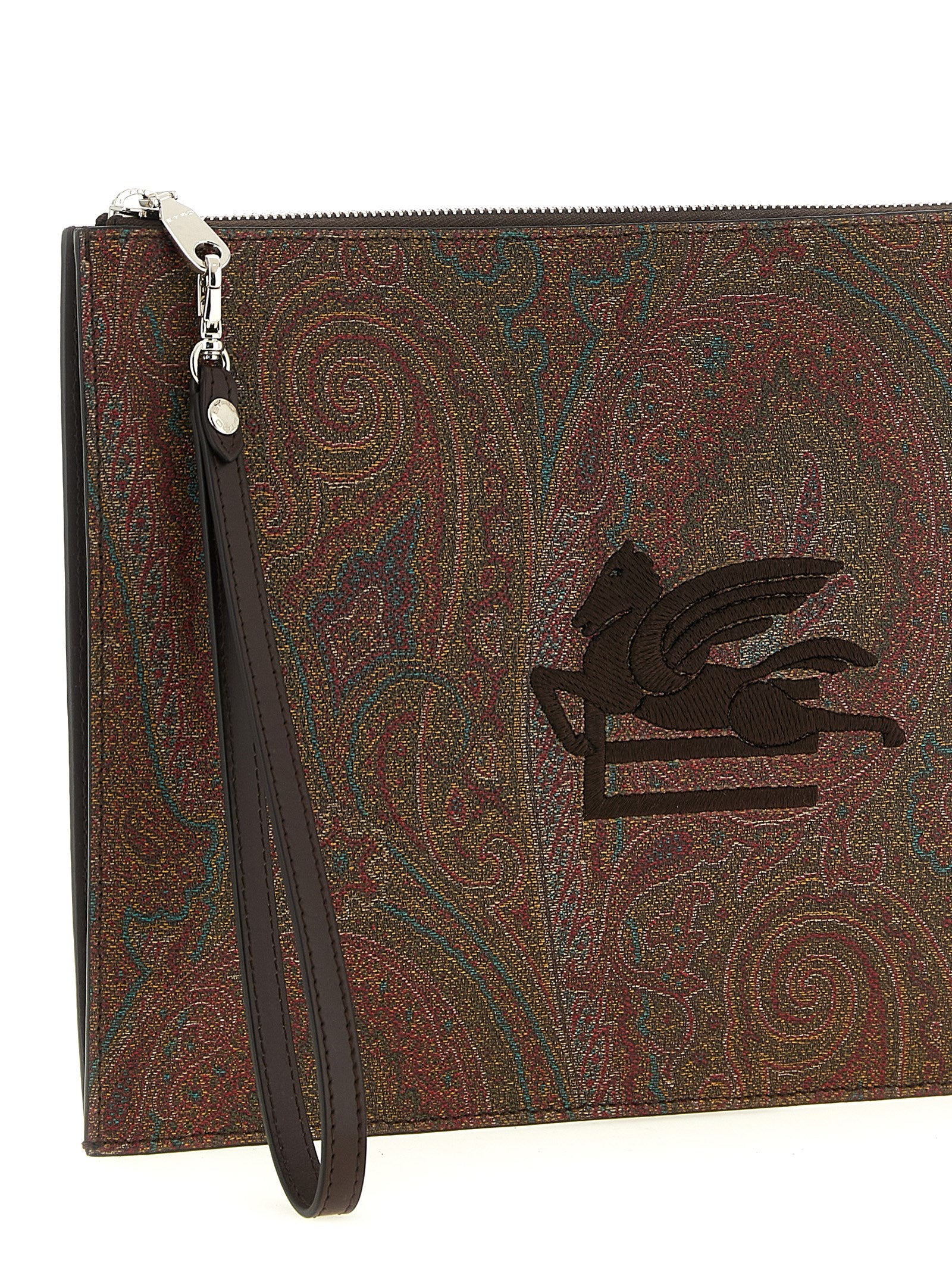 Etro Brown Cotton Clutch Bag Etro