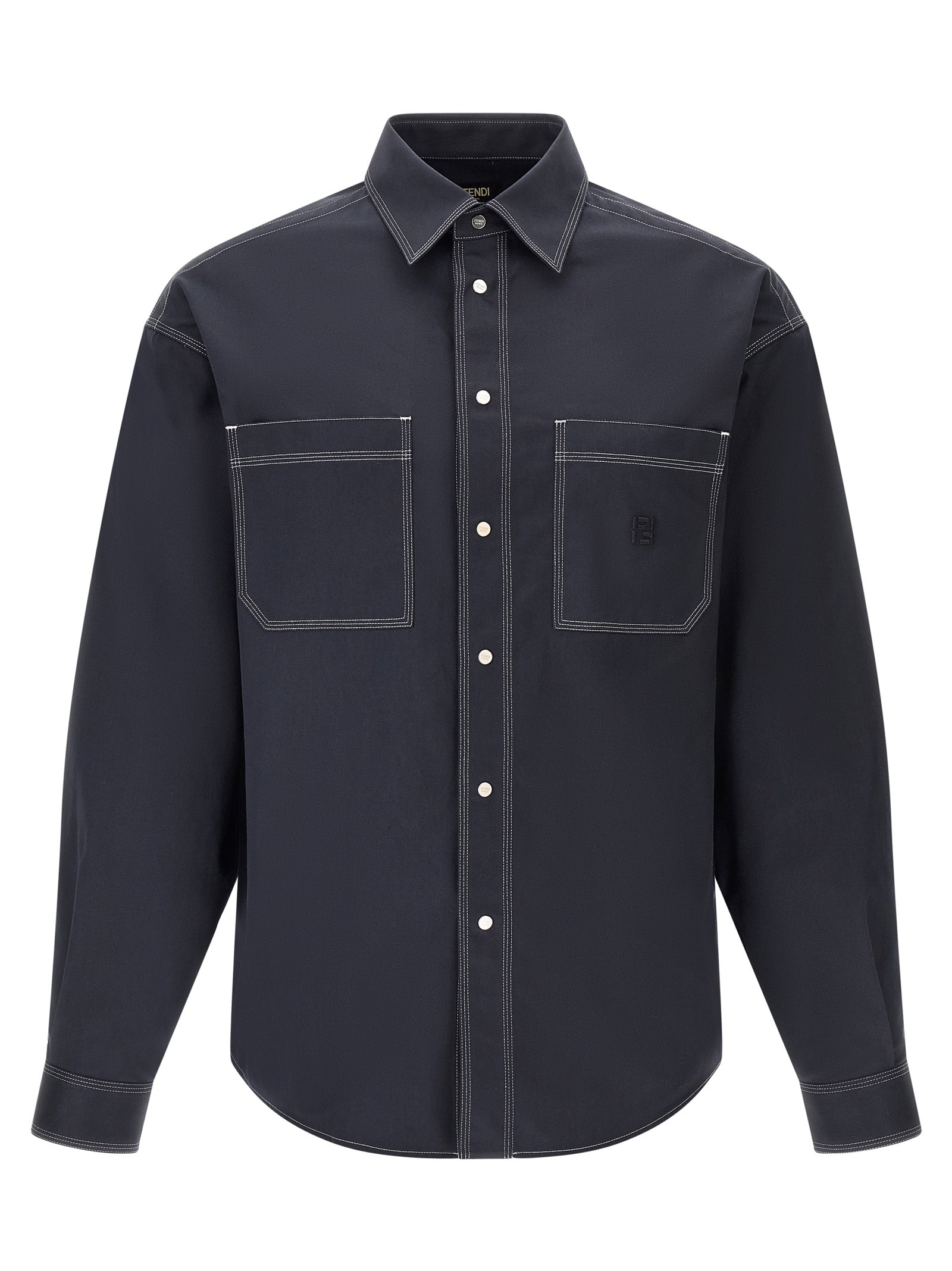 Fendi Blue Cotton Blouse Fendi
