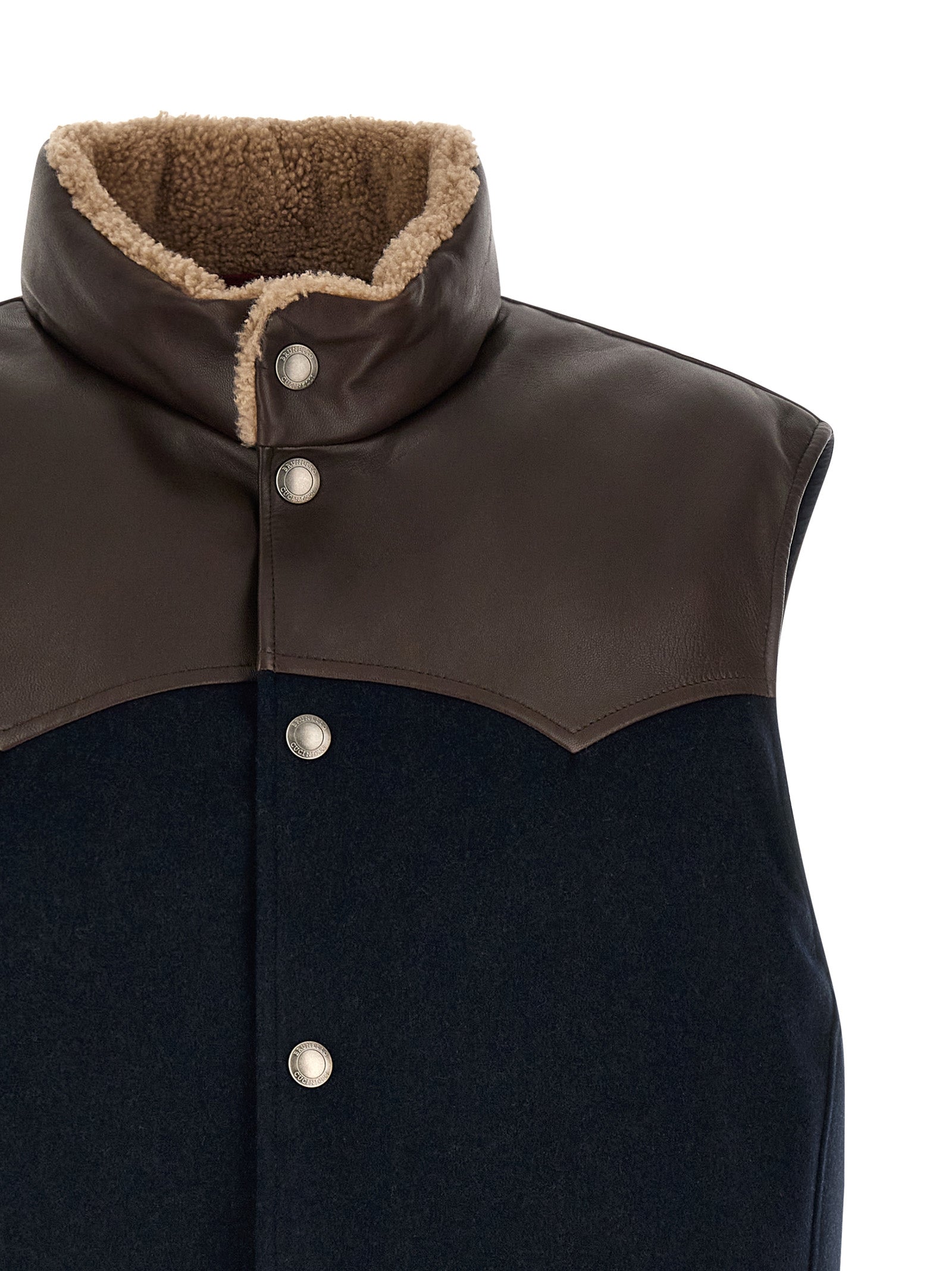 Brunello Cucinelli Blue Wool Sleeveless Jacket Brunello Cucinelli