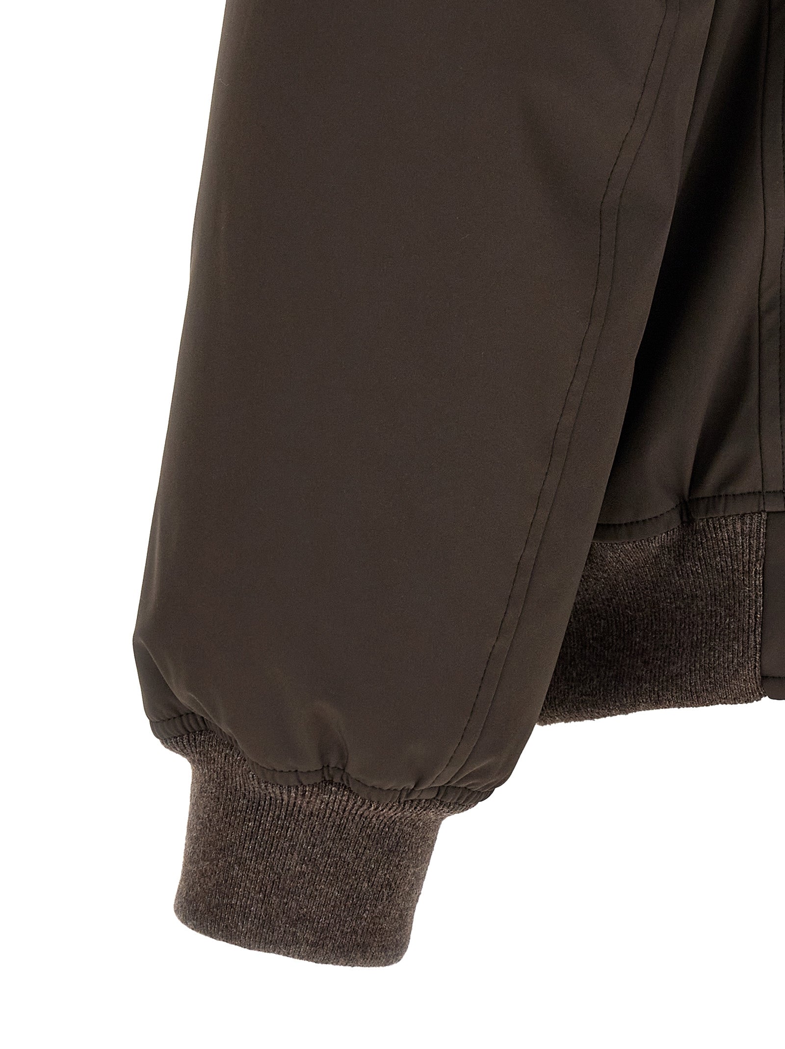 Brunello Cucinelli Brown Polyamide Full-Length Jacket Brunello Cucinelli