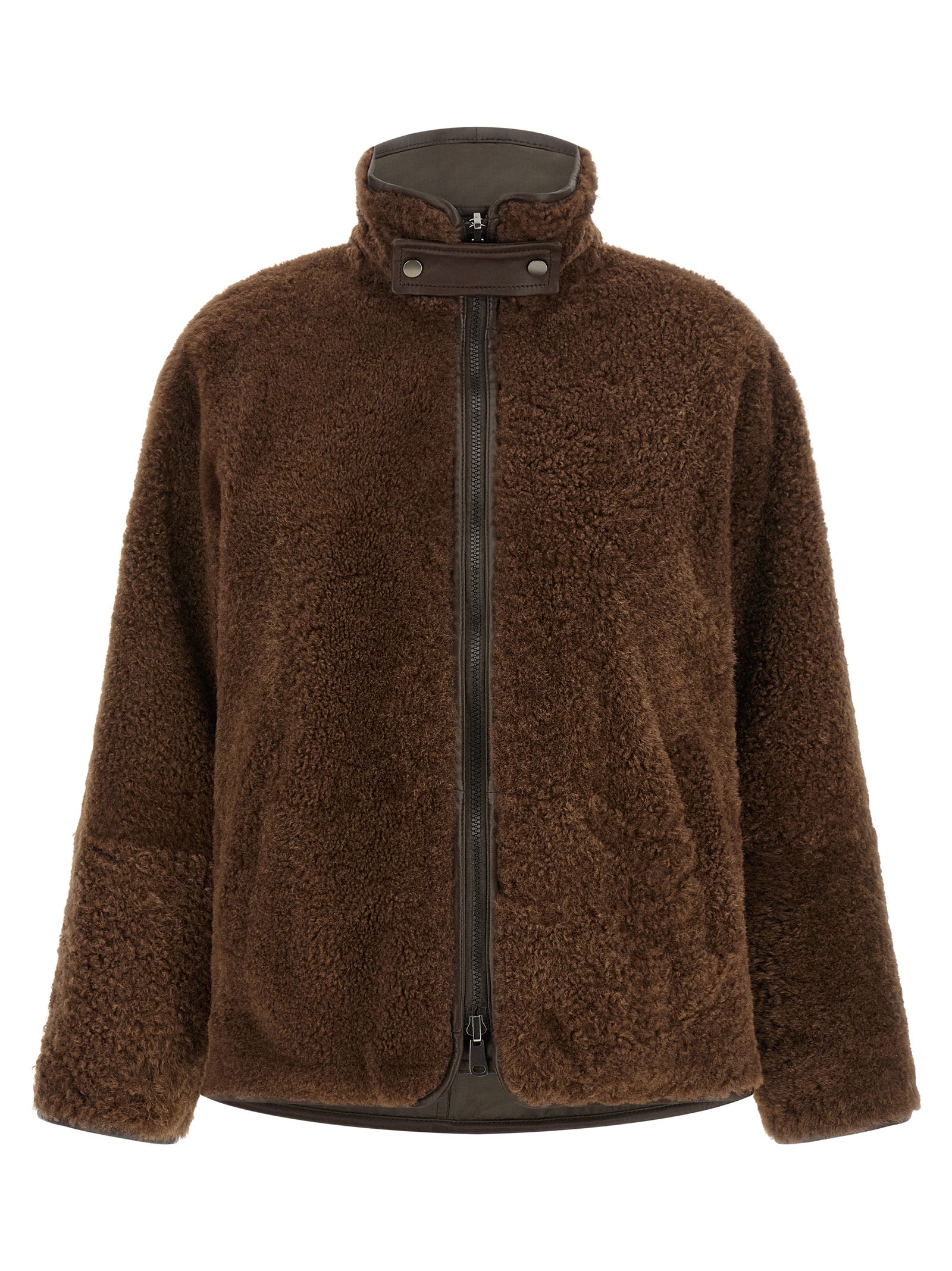 Brunello Cucinelli Brown Lamb Leather Biker Jacket Brunello Cucinelli