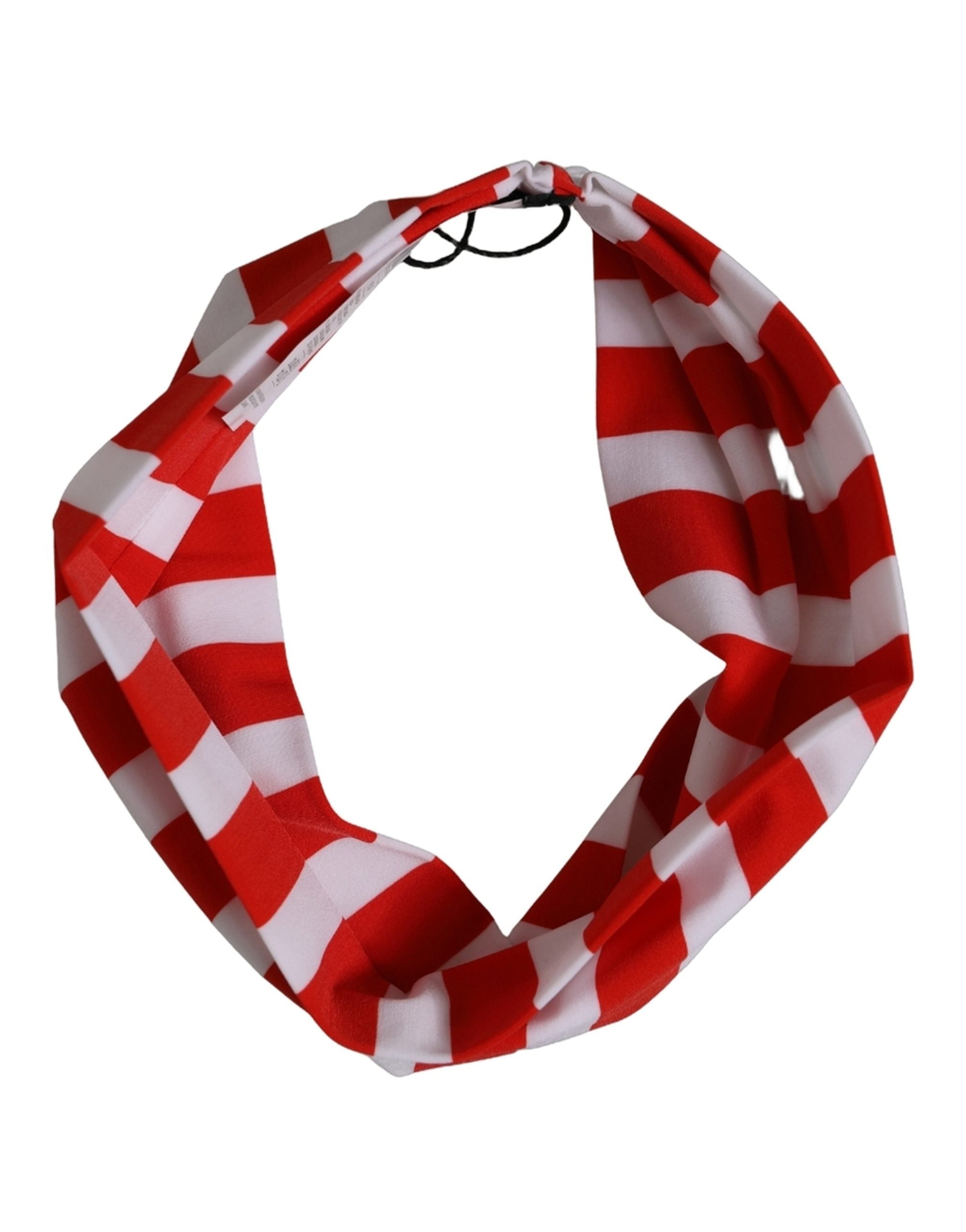 Dolce & Gabbana Red White Stripes Nylon Head Wrap One Size Headband Dolce & Gabbana