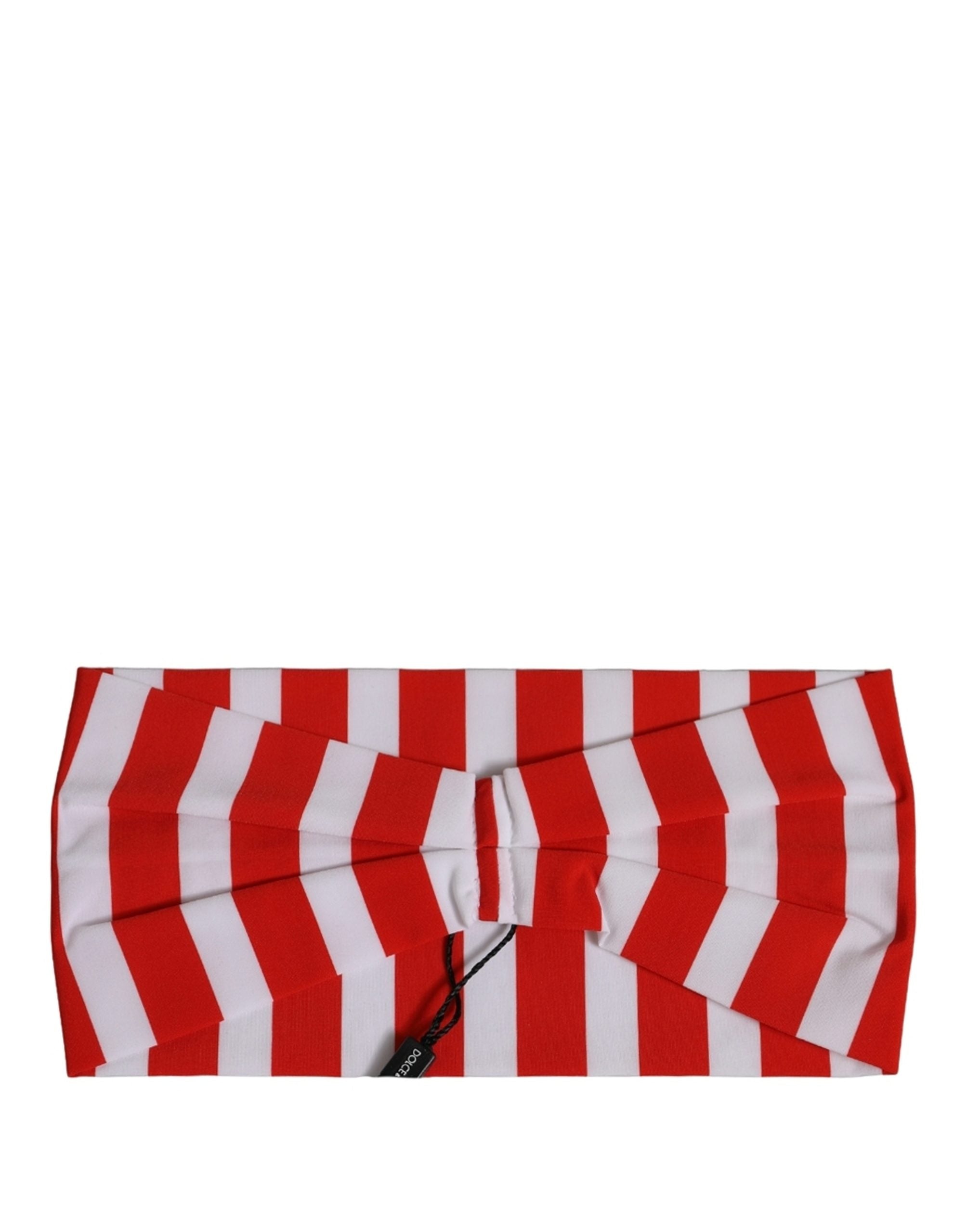 Dolce & Gabbana Red White Stripes Nylon Head Wrap One Size Headband Dolce & Gabbana