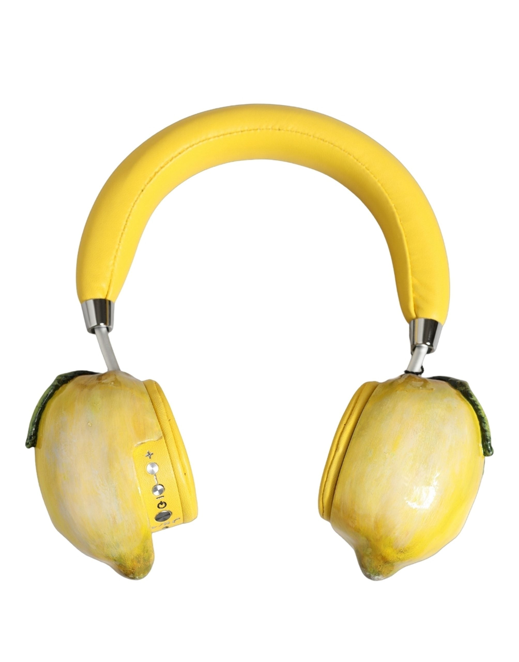 Dolce & Gabbana Yellow Vibrant Lemon Leather Headset Headphones Dolce & Gabbana