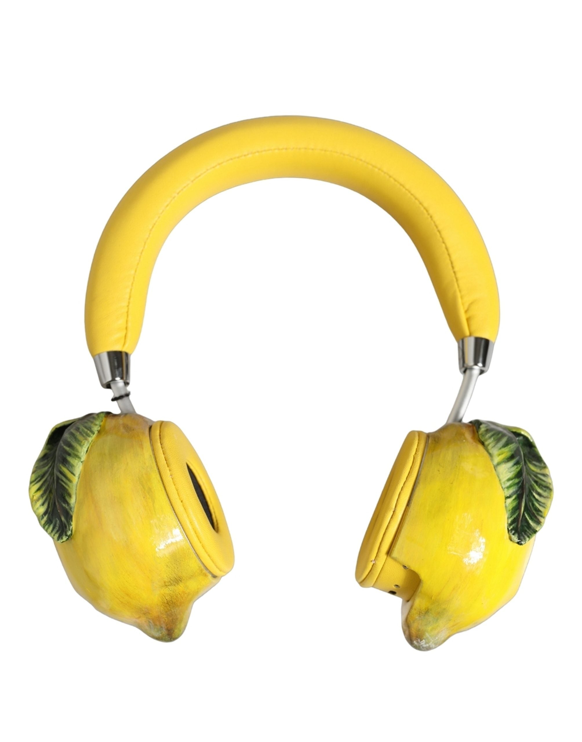 Dolce & Gabbana Yellow Vibrant Lemon Leather Headset Headphones Dolce & Gabbana