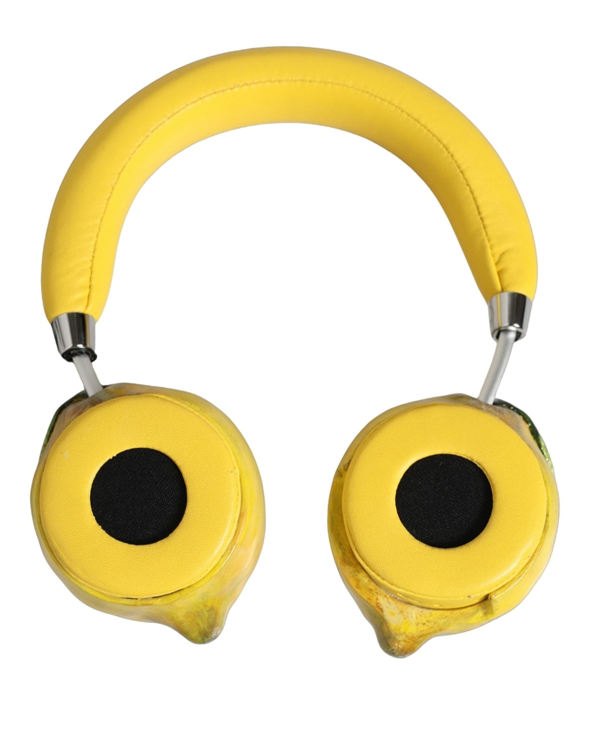 Dolce & Gabbana Yellow Vibrant Lemon Leather Headset Headphones Dolce & Gabbana