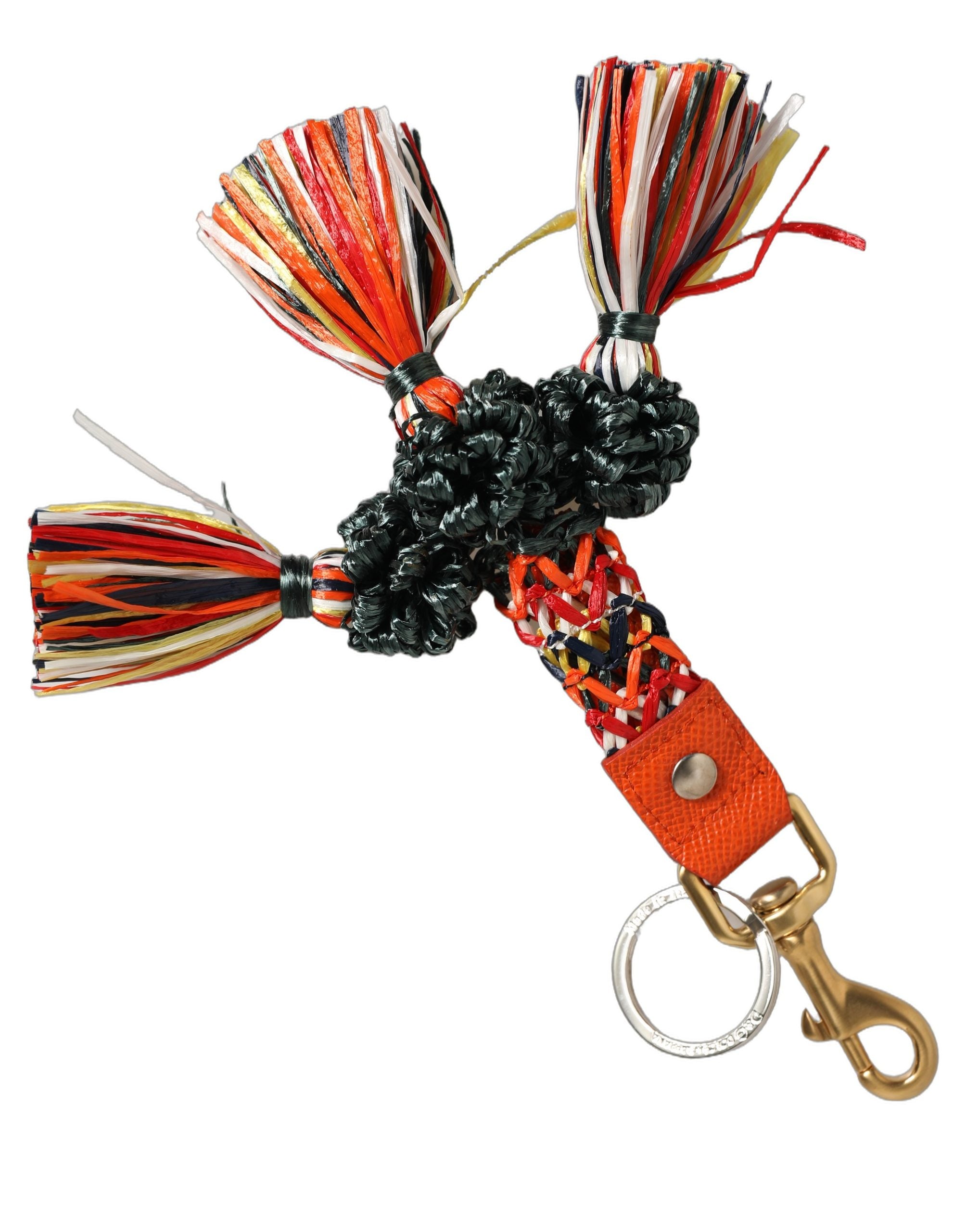 Dolce & Gabbana Raffia Leather Clasp Finder Chain Keyring Multicolor Dolce & Gabbana